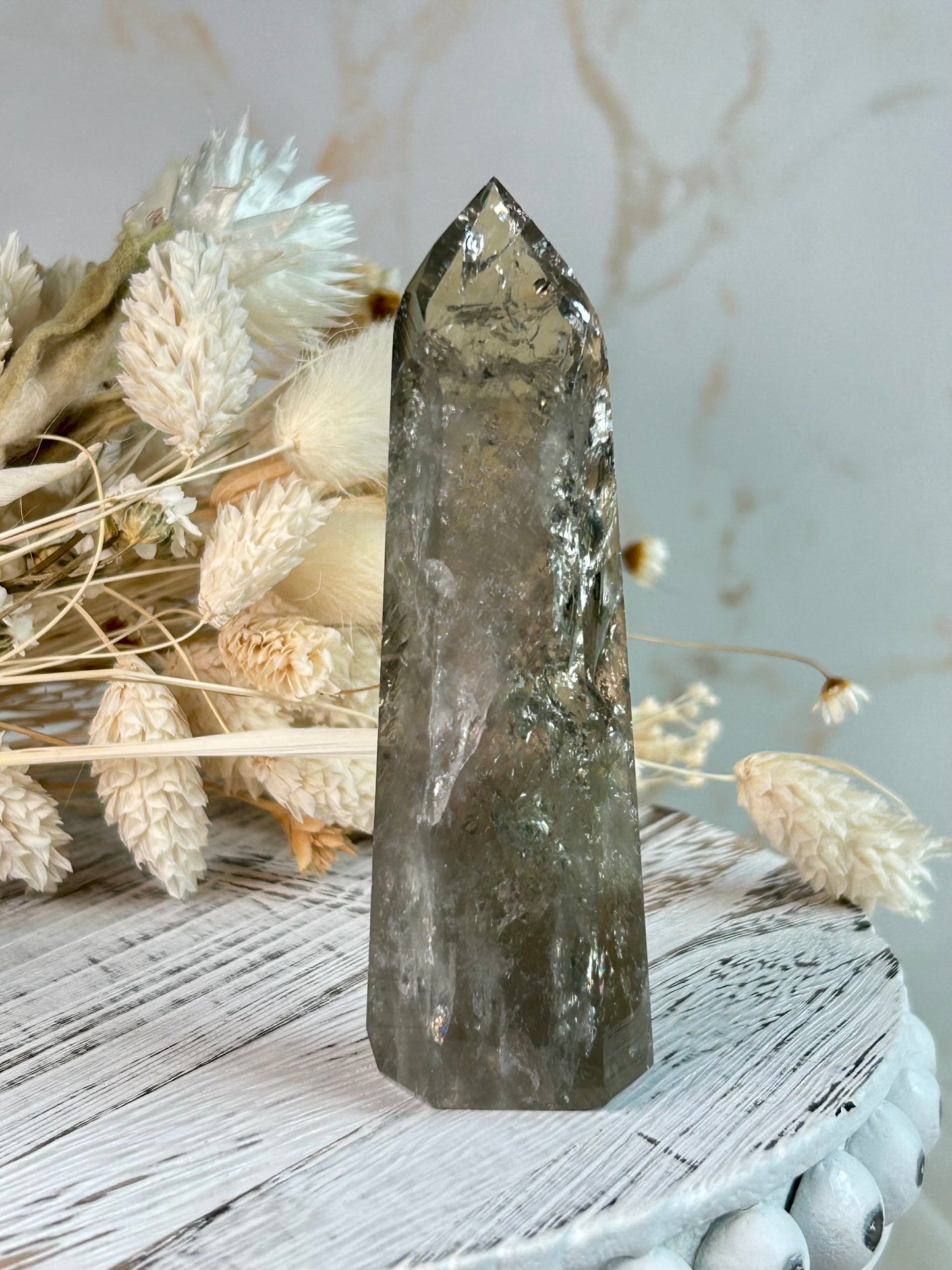 Unique Prasiolite crystal from Brazil, metaphysical healing stone
