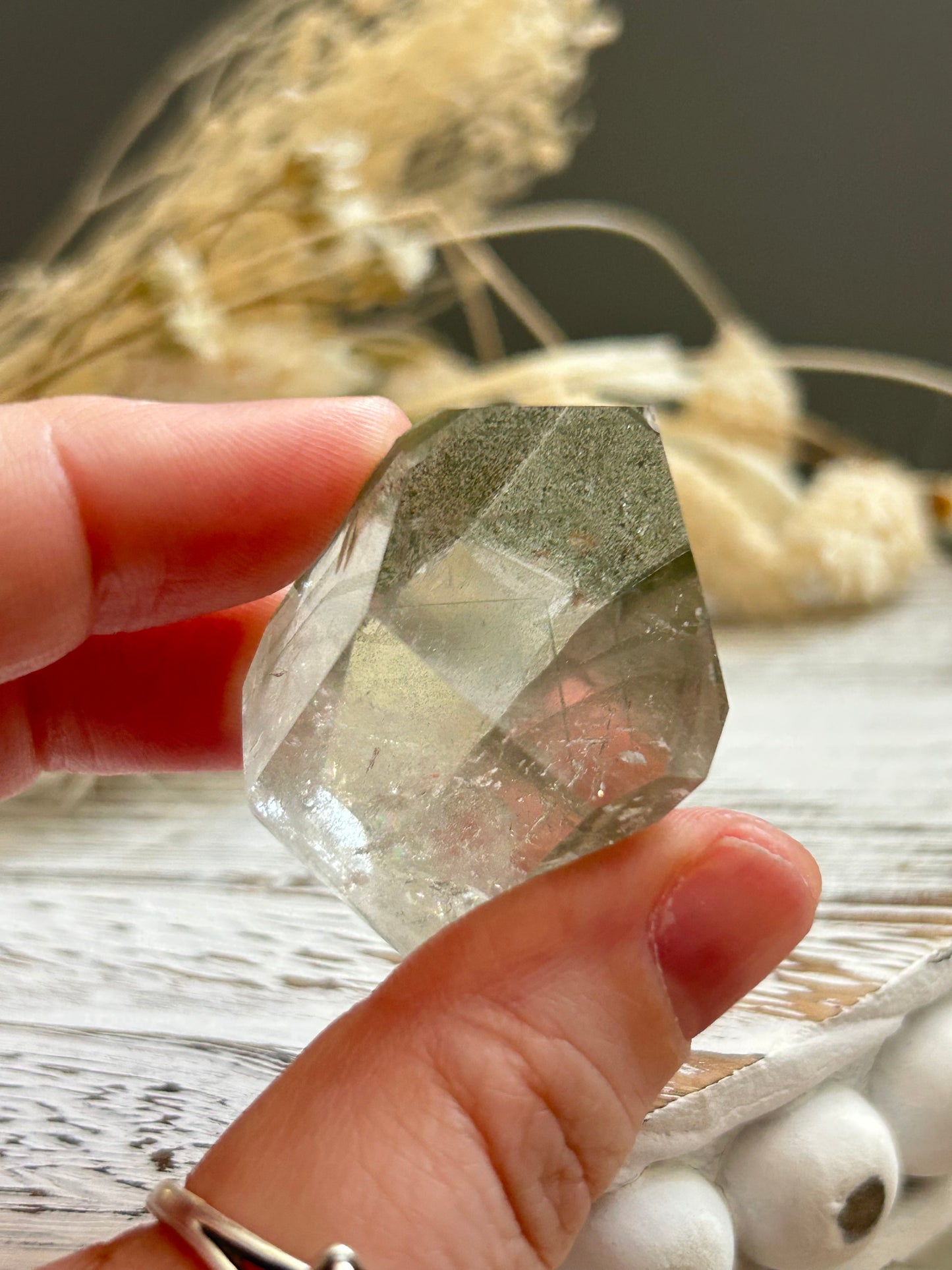 Chlorite Phantom Quartz Point – Natural Phantom Quartz with Chlorite Inclusions