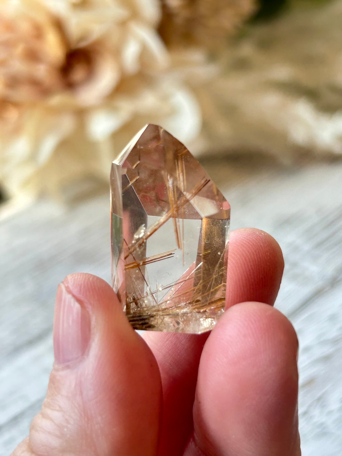 High grade Mini Rutilated Quartz with clear natural Quartz and fine Rutile needle inclusions.