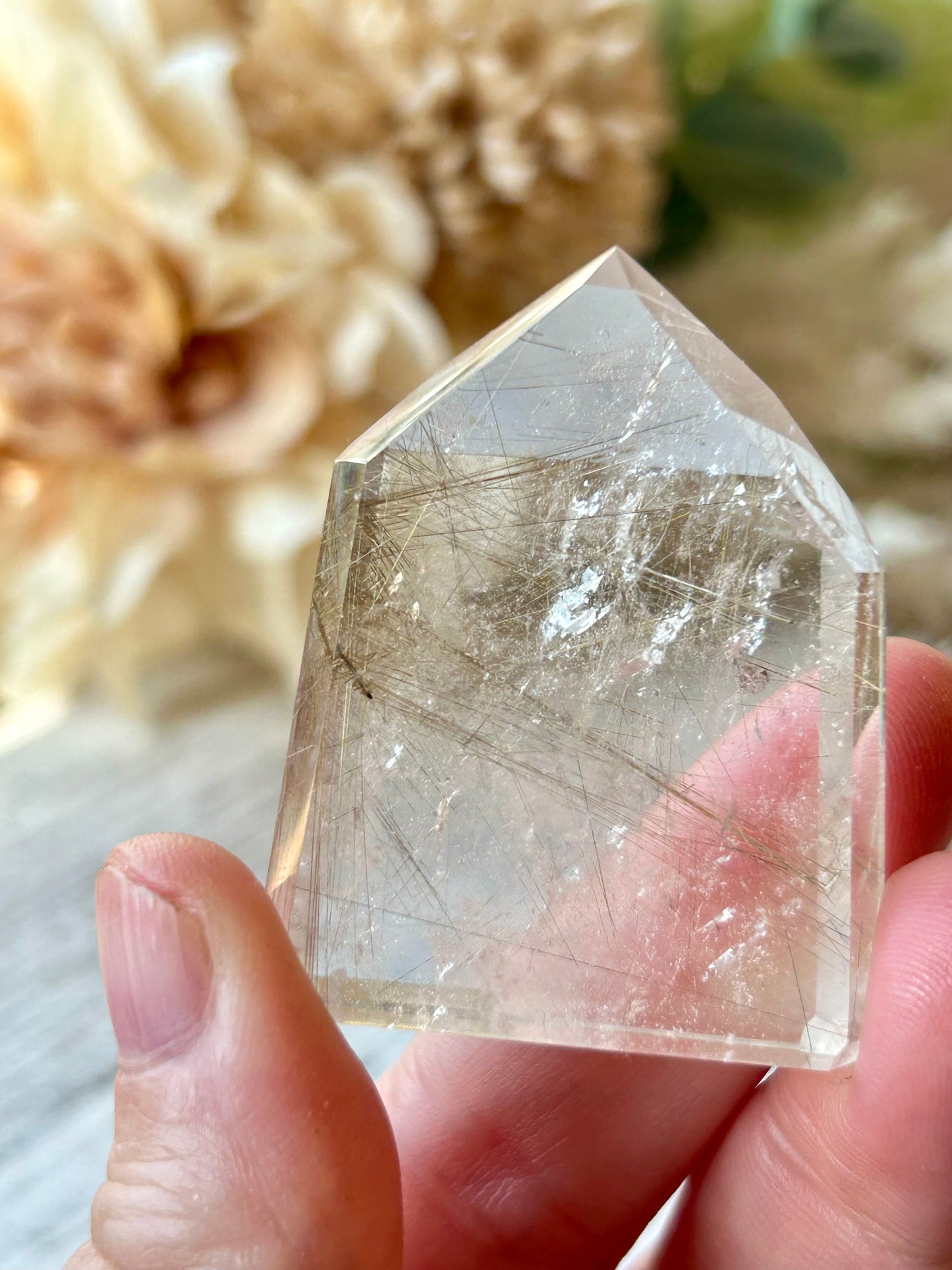 High grade Mini Rutilated Quartz with clear natural Quartz and fine Rutile needle inclusions.