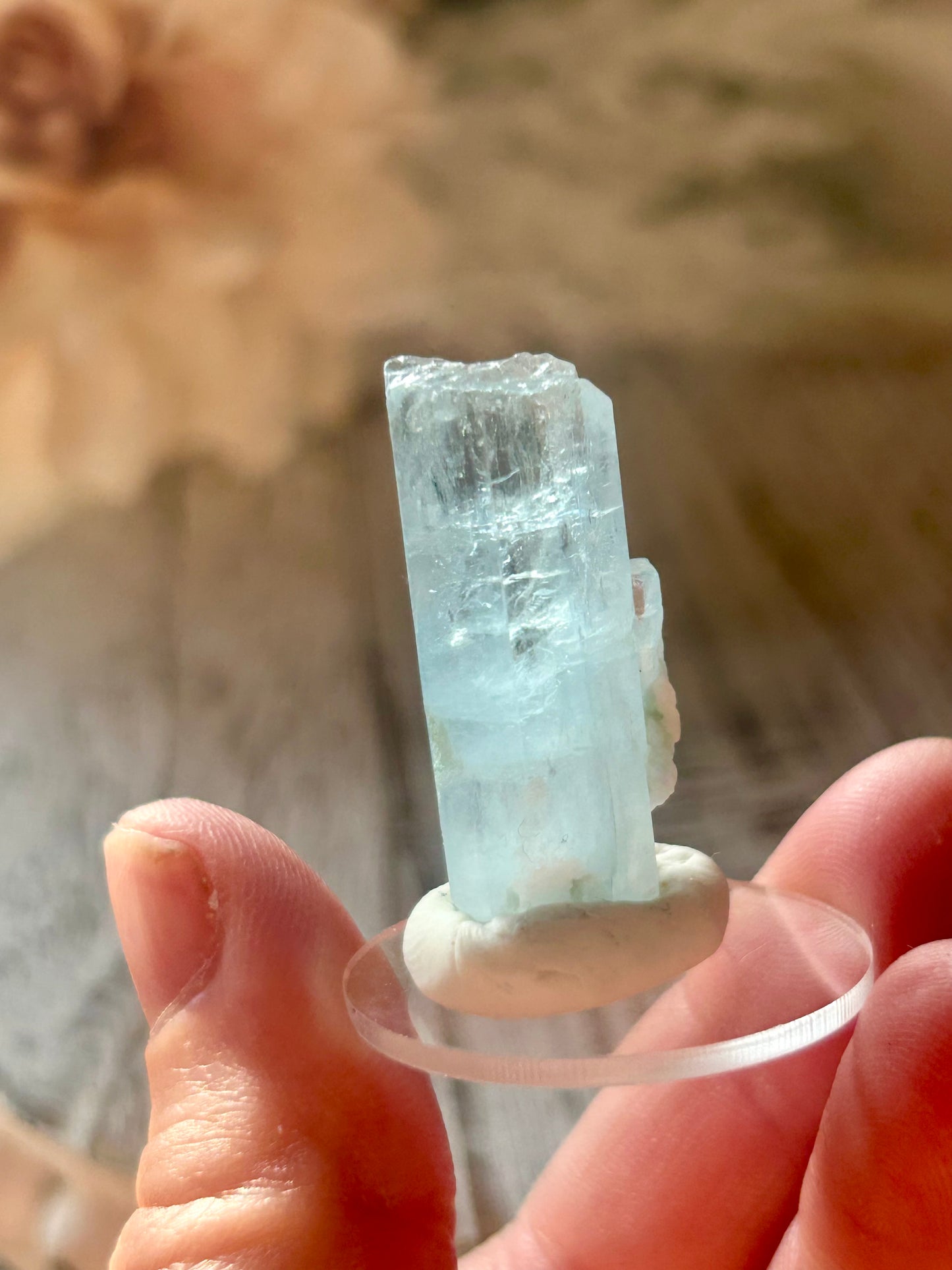 Natural Aquamarine rods from Pakistan with soft blue crystal formations and elongated natural growth.