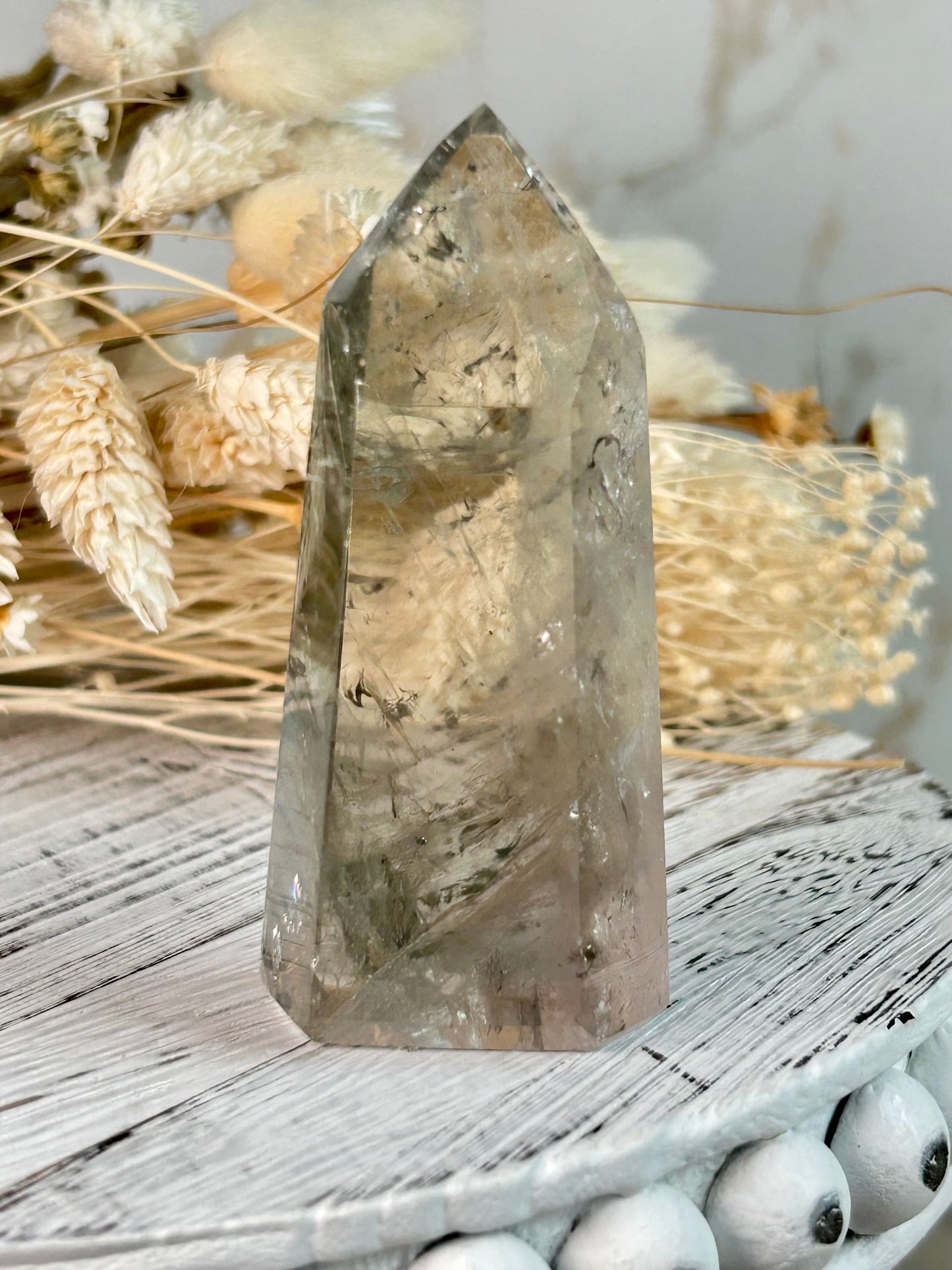 Unique Prasiolite crystal from Brazil, metaphysical healing stone
