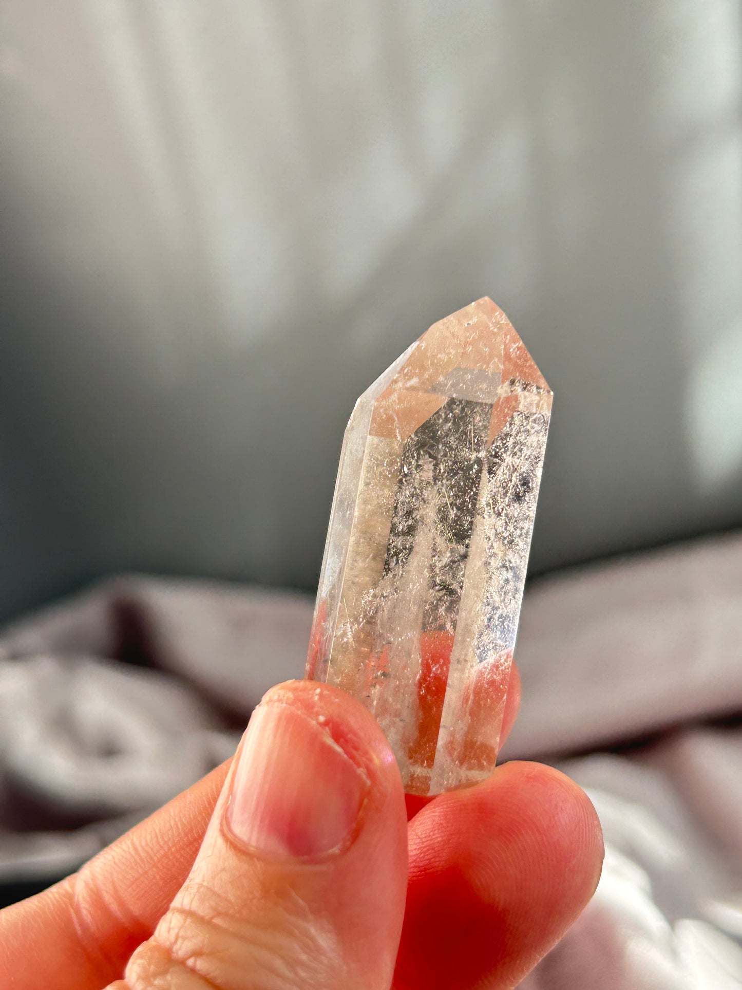 Grey Phantom Quartz Tower – Brazilian Phantom Crystal for Grounding, Renewal & Reflection