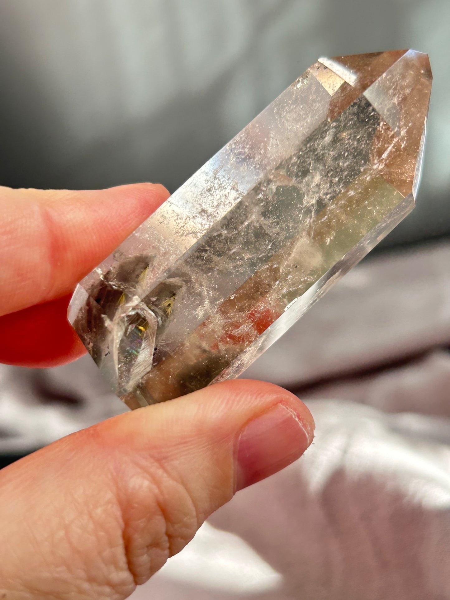 Grey Phantom Quartz Tower – Brazilian Phantom Crystal for Grounding, Renewal & Reflection | With Penetrator