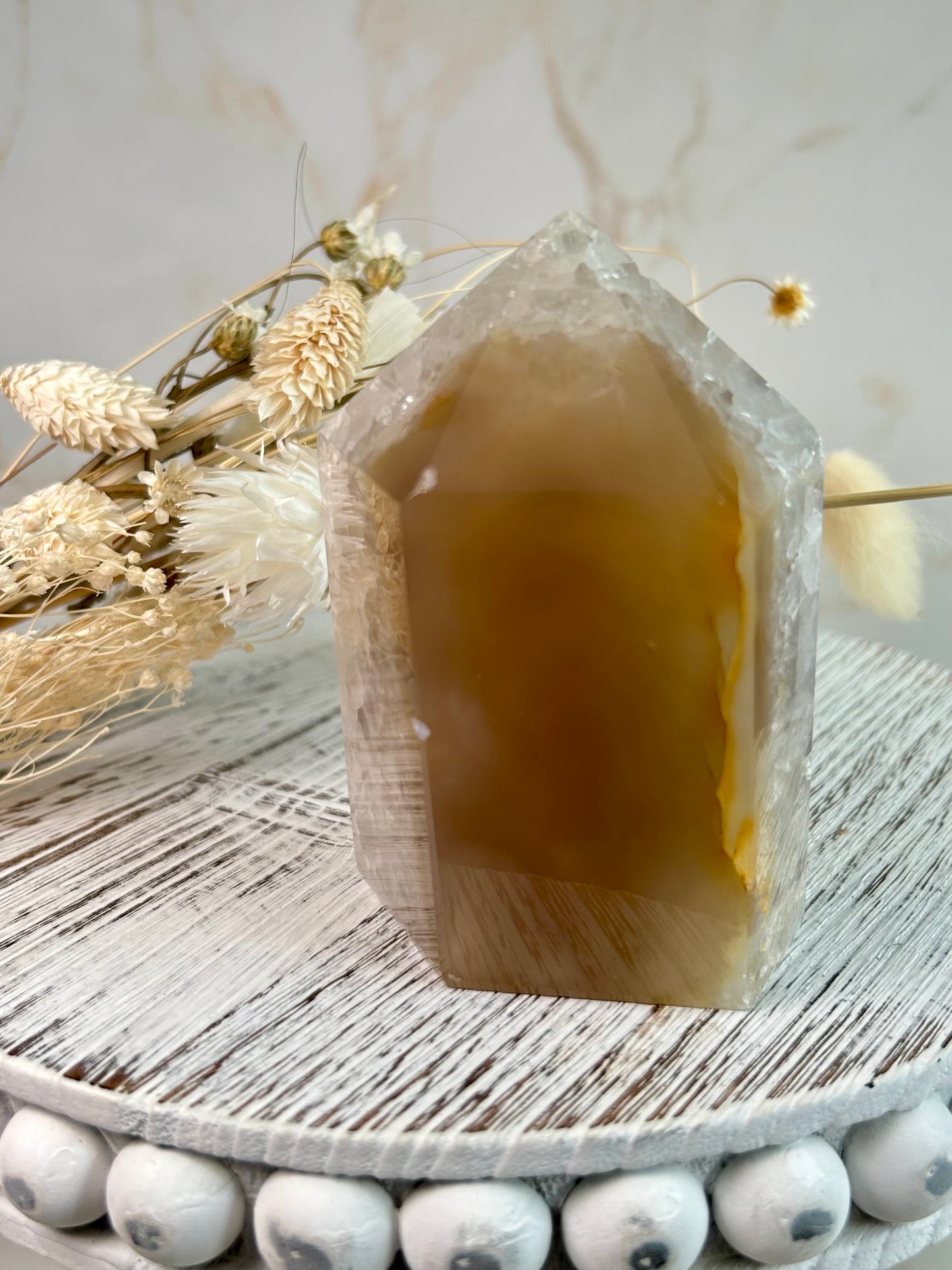 Druzy Agate Tower – Soft Pinky lilac & Honey Bubble Formations