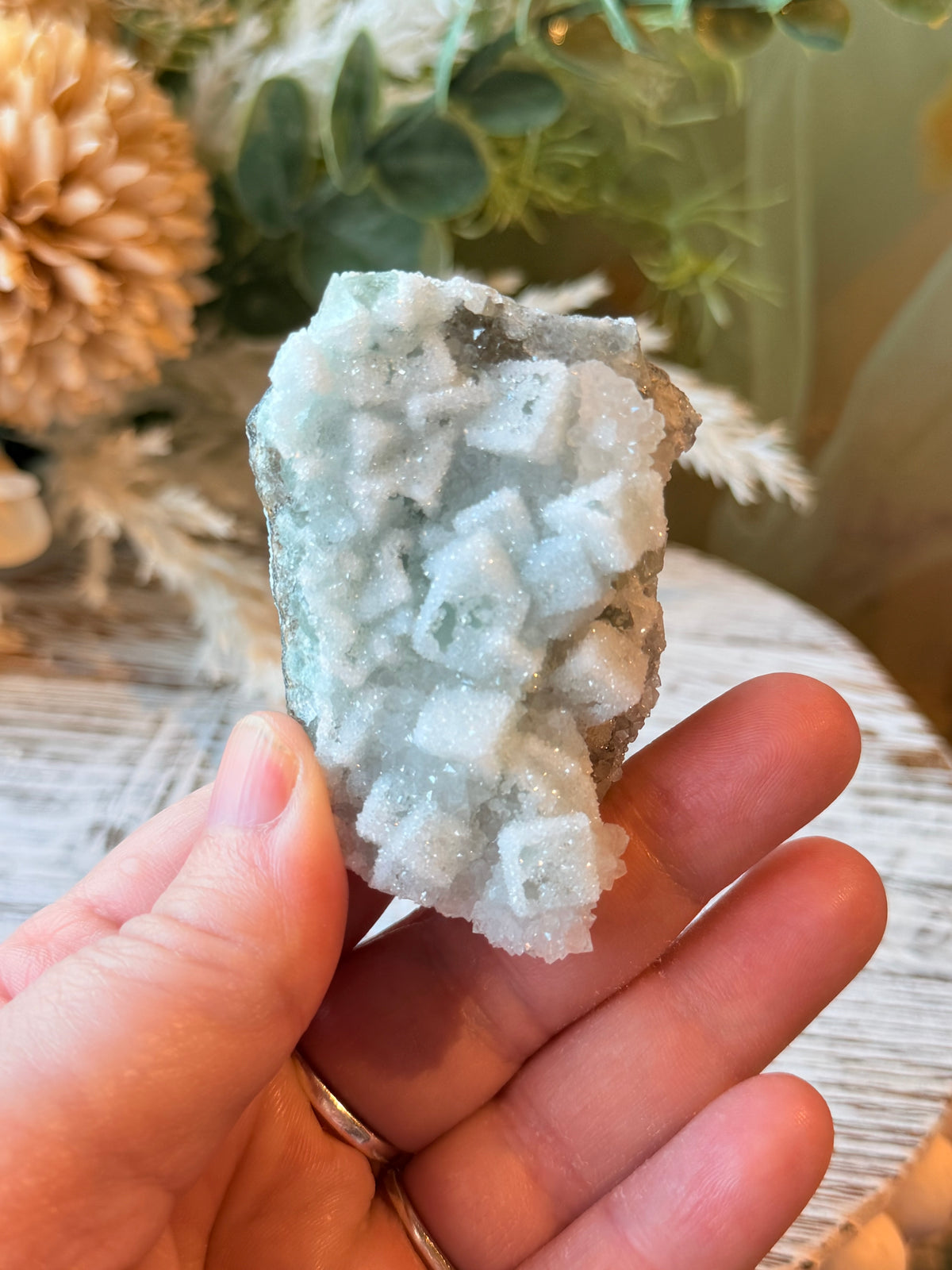 Green Sugar Fluorite Cluster - Double Sided - Stand Included