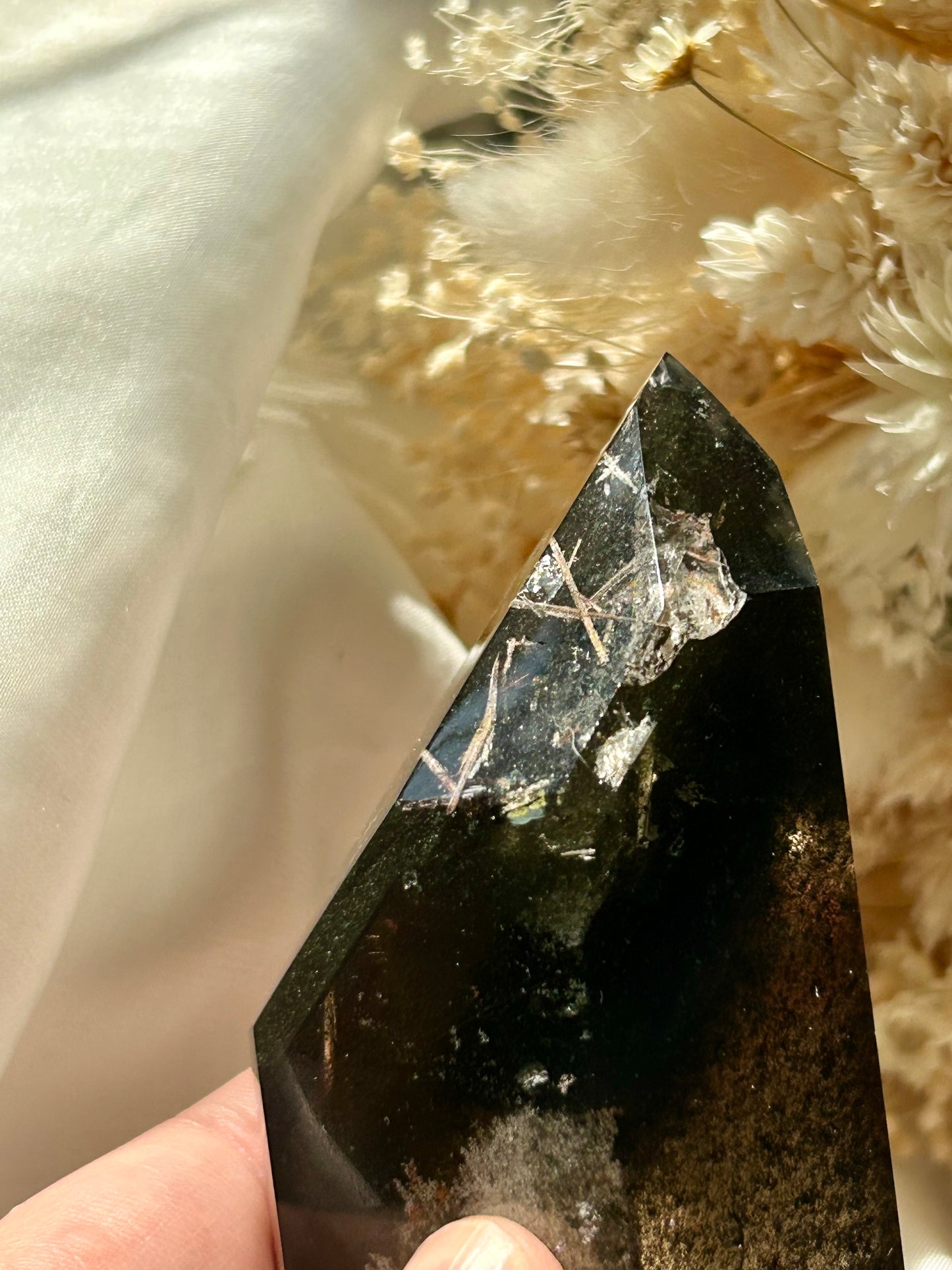 Smokey Quartz Tower with Chlorite Inclusions and Rutile | Grounding + Cleansing Crystal