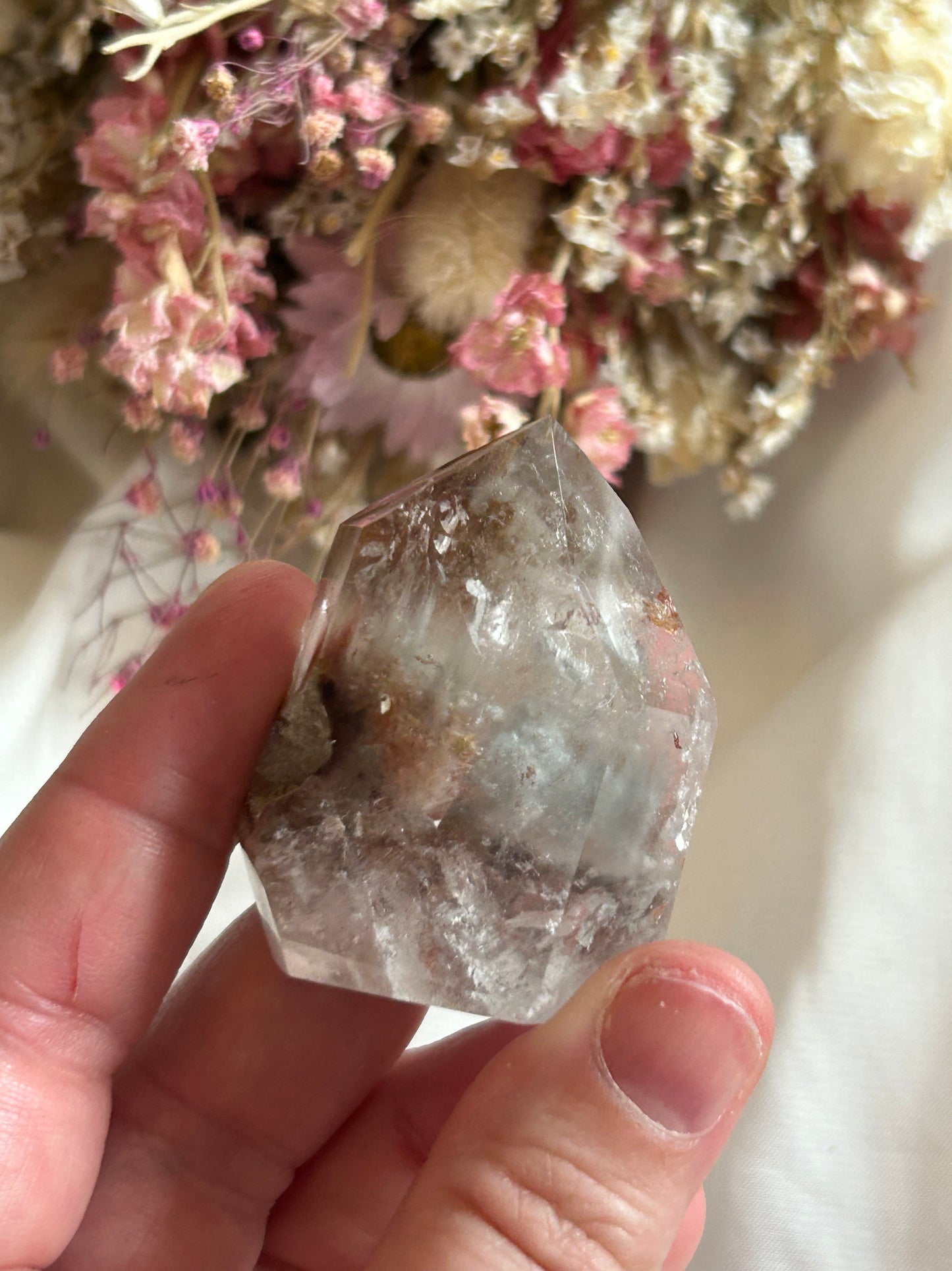 Blue Tara with red Amphibole and Lodolite