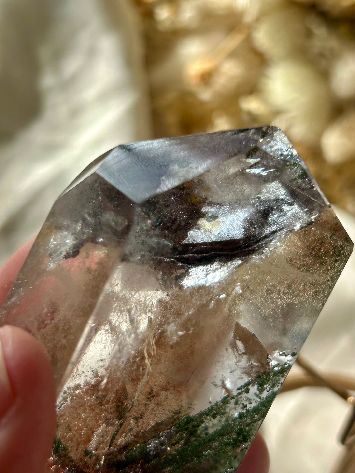 Large Lodolite on gold display stand