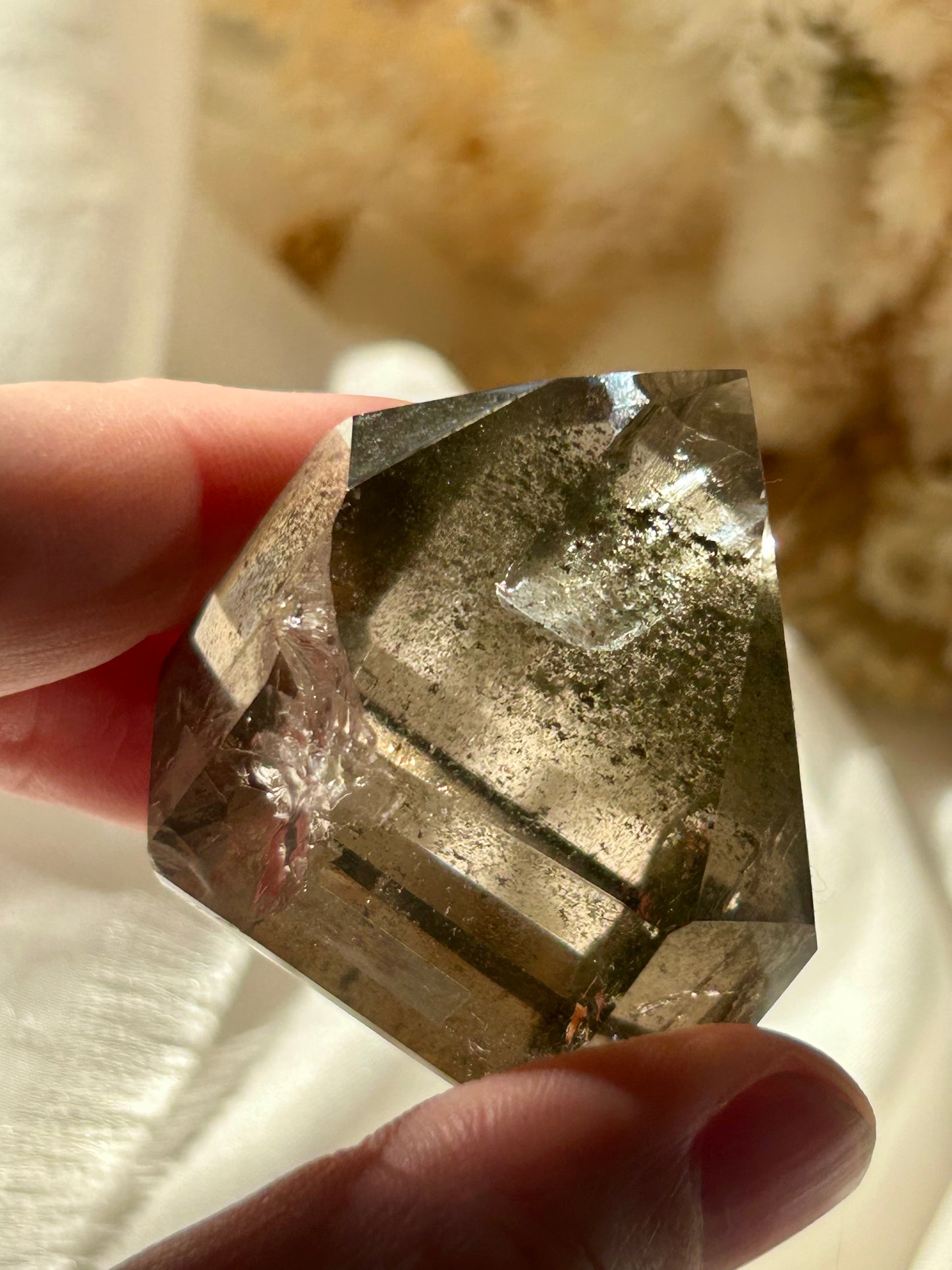 Smokey Quartz Tower with Chlorite Inclusions | Grounding + Cleansing Crystal