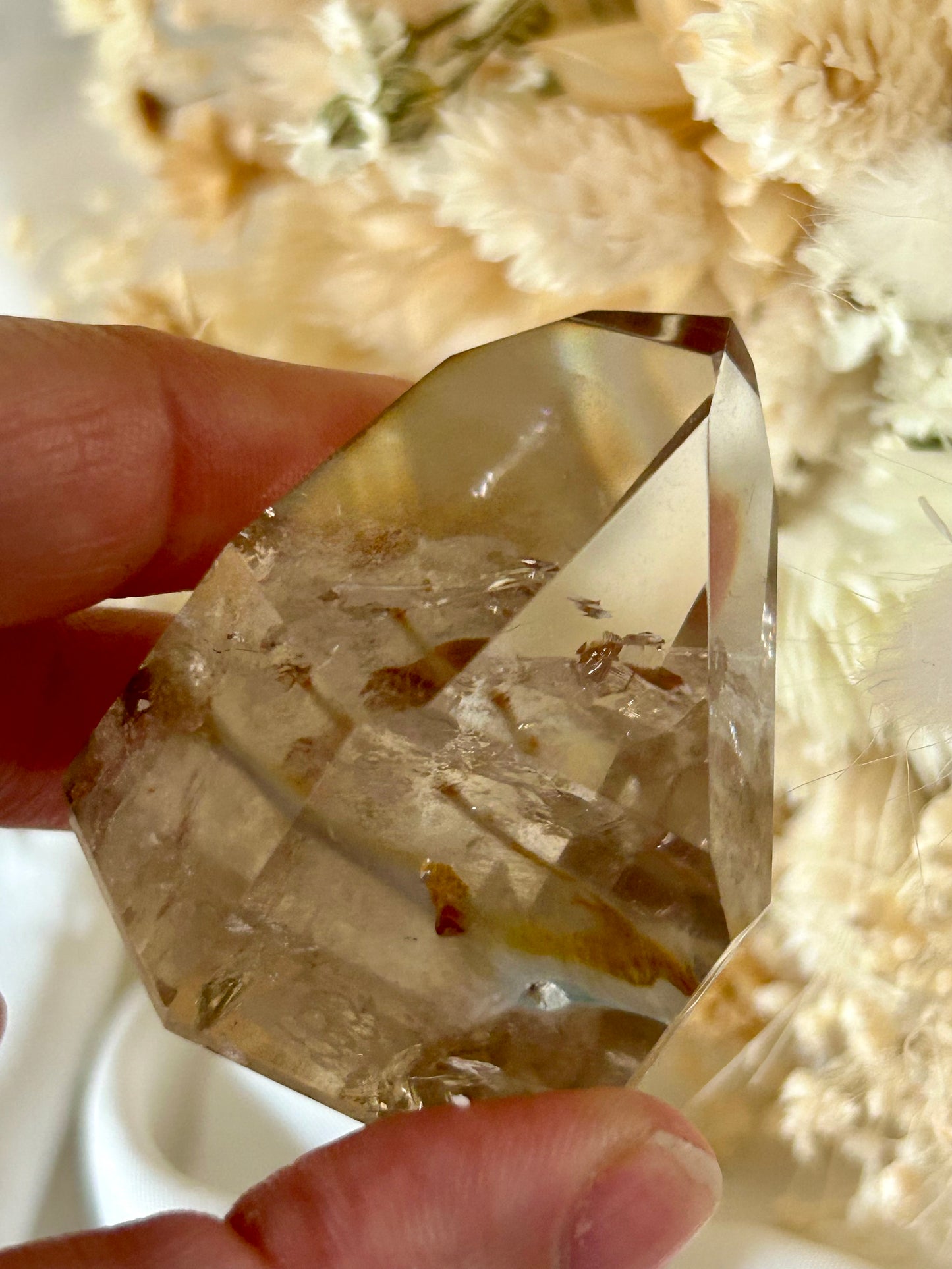 Amphibole Quartz – Angel Phantom Quartz with Ethereal Depth - Blue and Orange