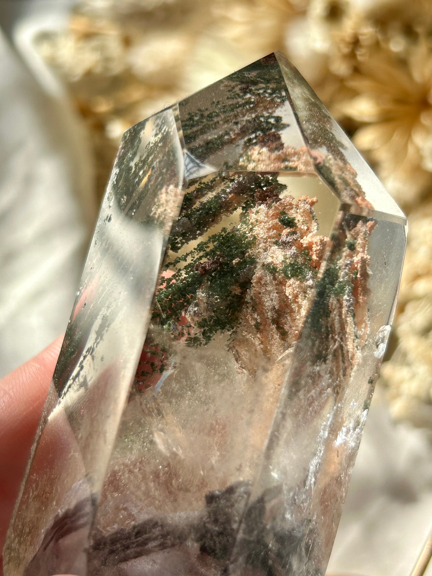 Large Lodolite on gold display stand