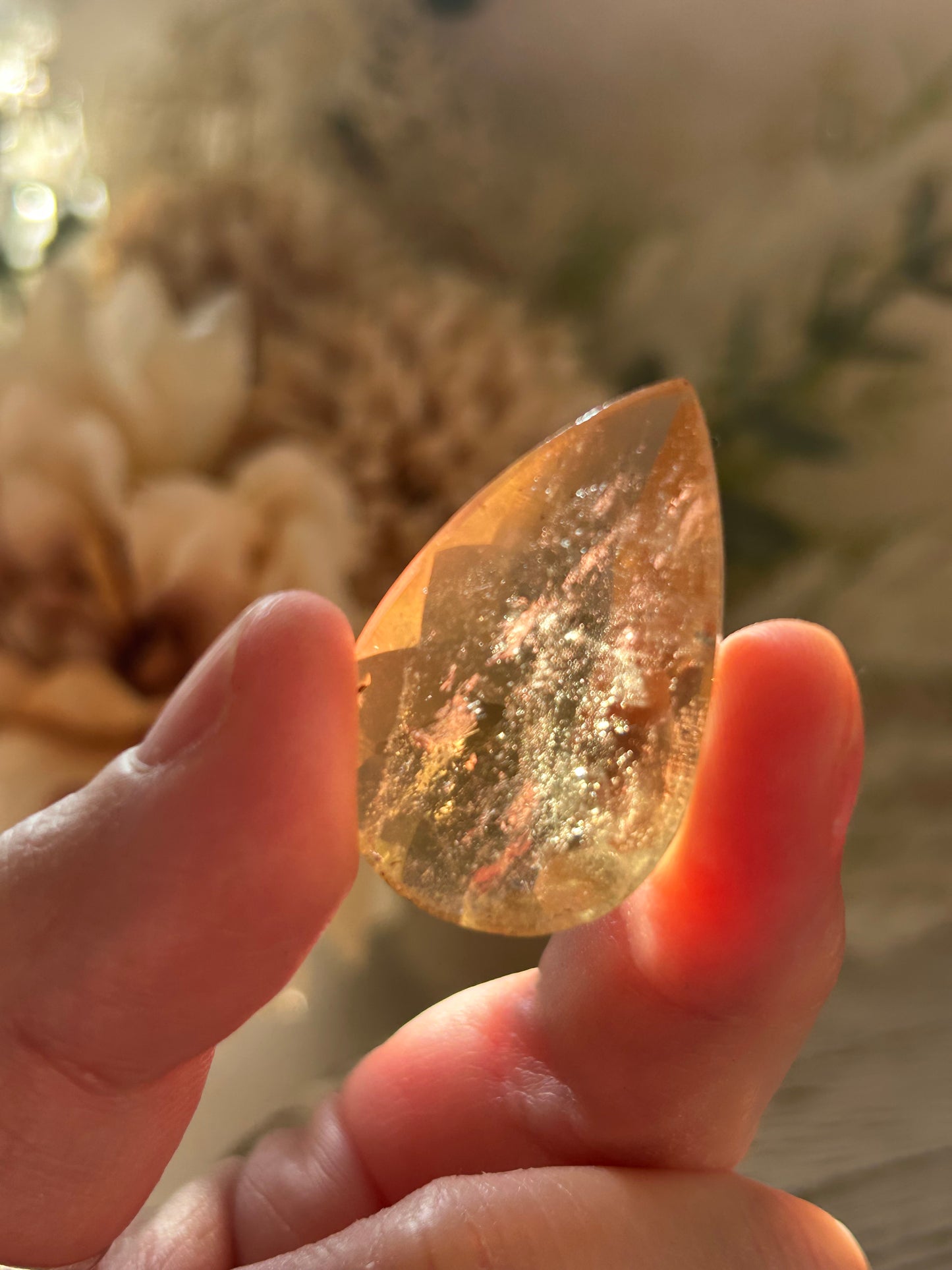 42 Carat Faceted Citrine cab – Golden Clarity With Natural Inclusions