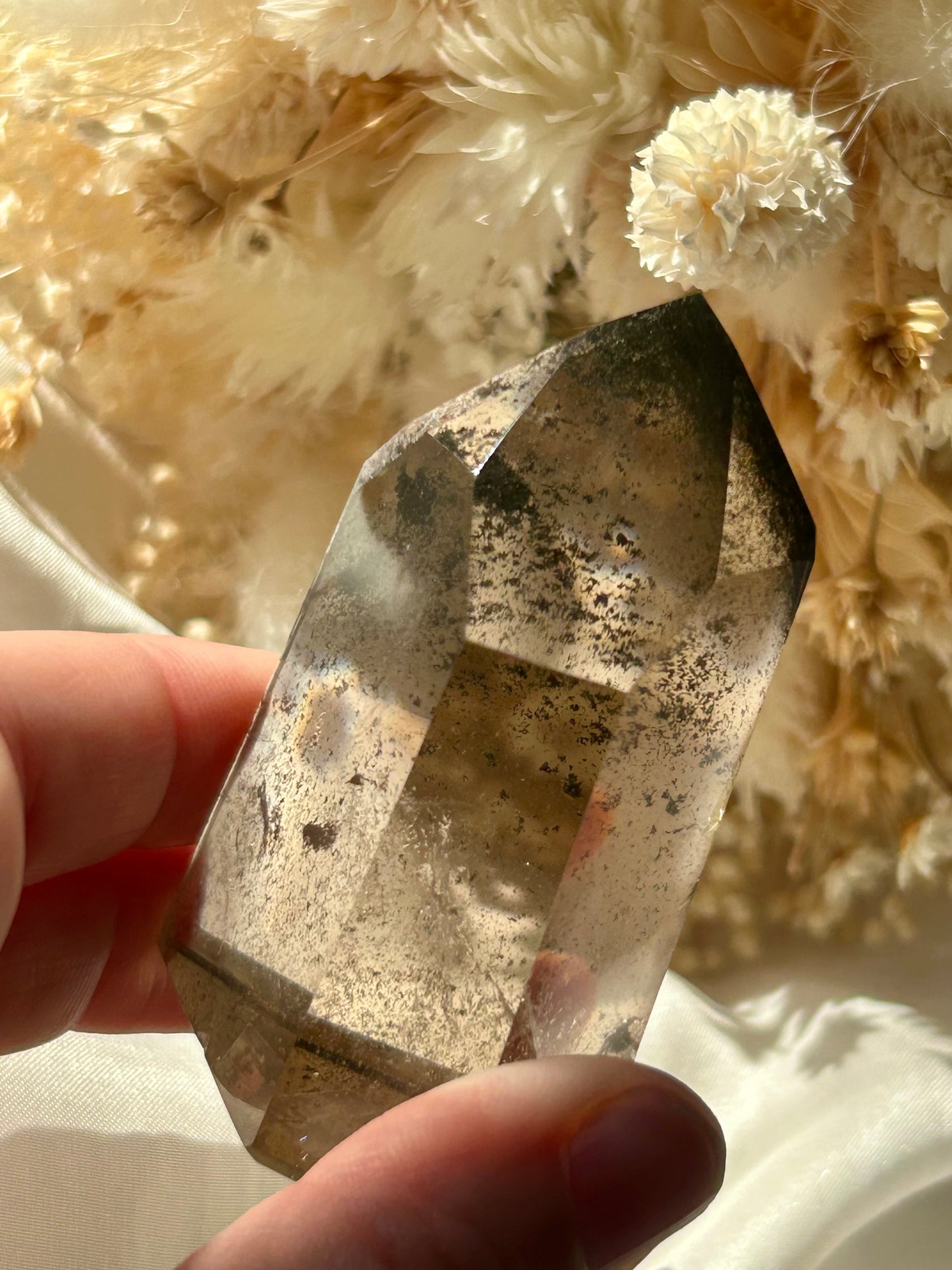 Smokey Quartz Tower with Chlorite Inclusions | Grounding + Cleansing Crystal