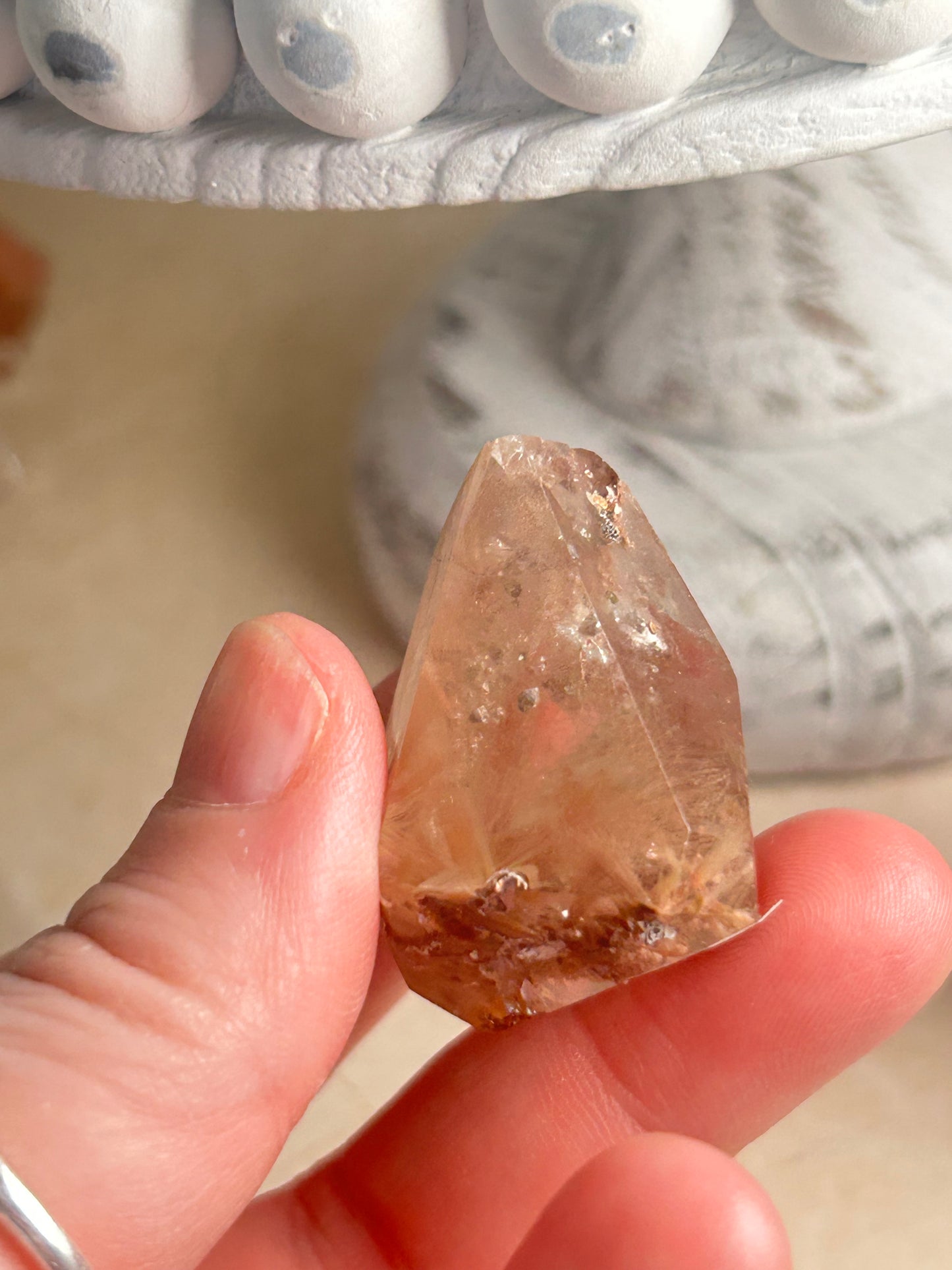 Rutilated Quartz Tower – Angel Hair Rutile - Rose Gold Threads - Semi Polished