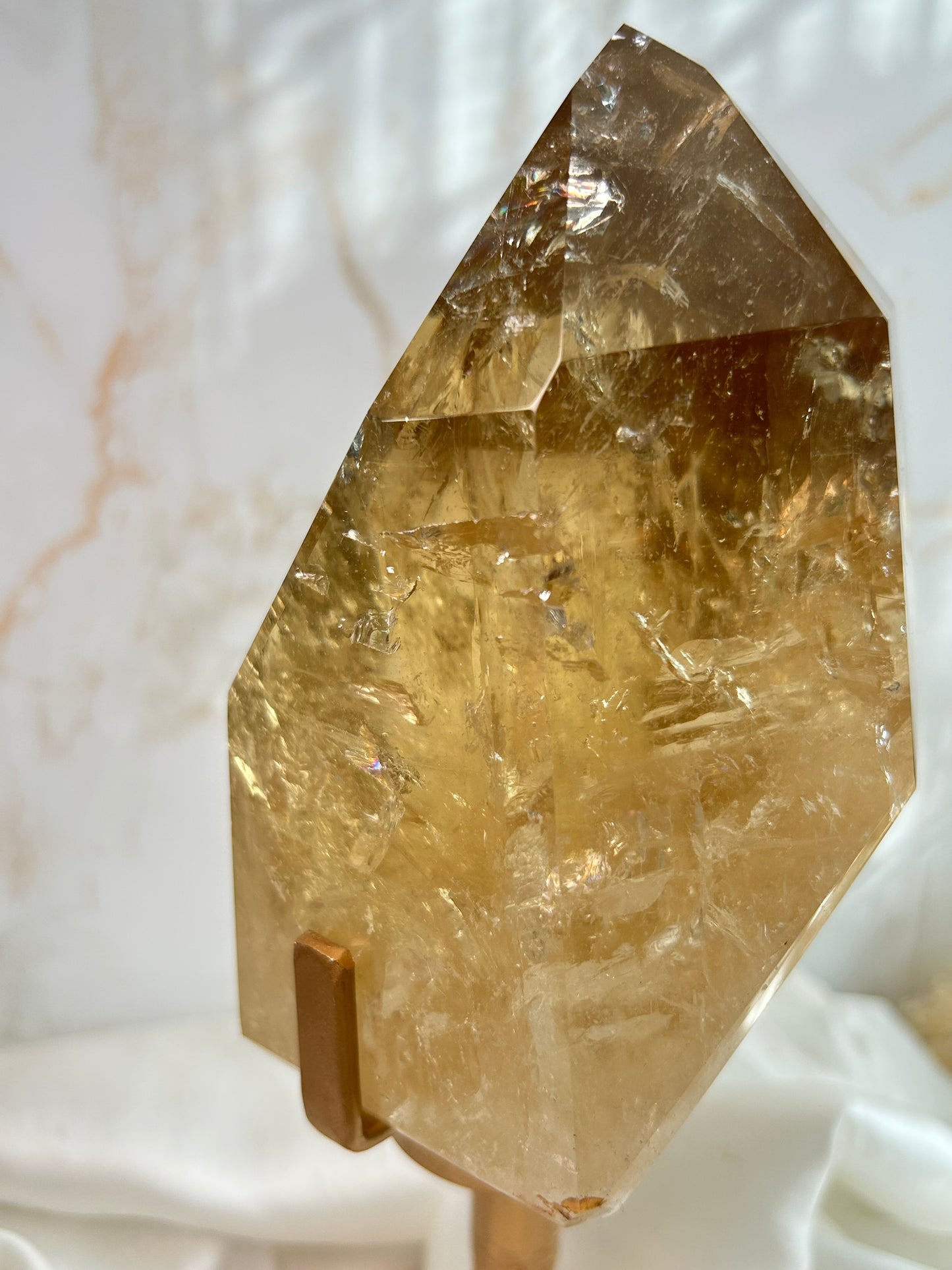Citrine Tower – Premium Statement Crystal from Brazil | Abundance, Confidence & Solar Energy | Custom Spinning Base