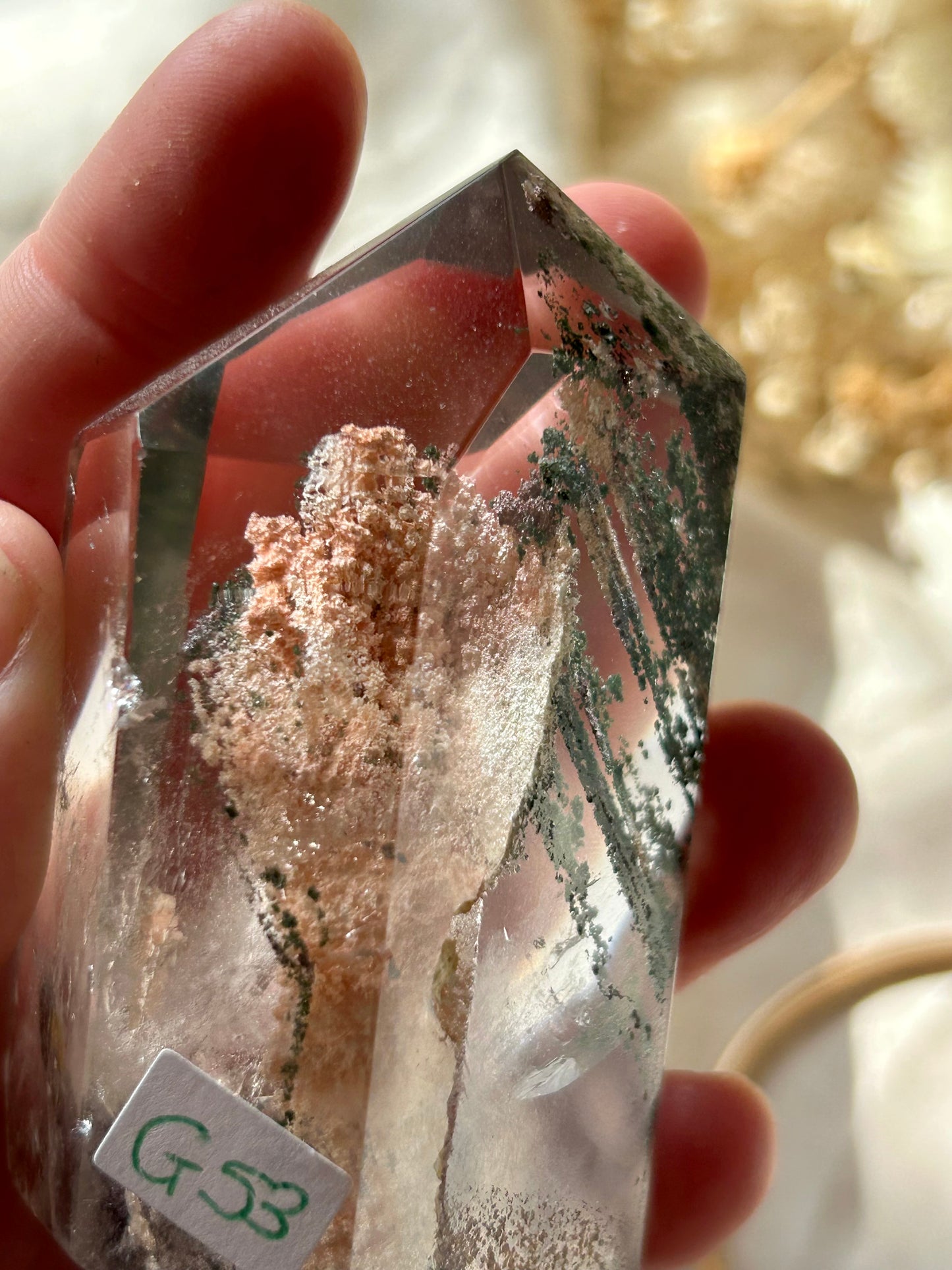 Large Lodolite on gold display stand