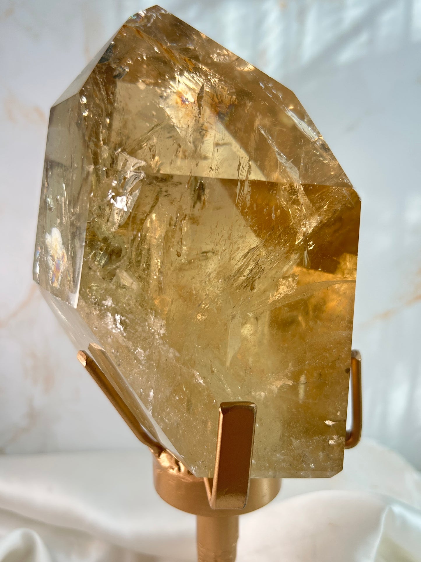 Citrine Tower – Premium Statement Crystal from Brazil | Abundance, Confidence & Solar Energy | Custom Spinning Base