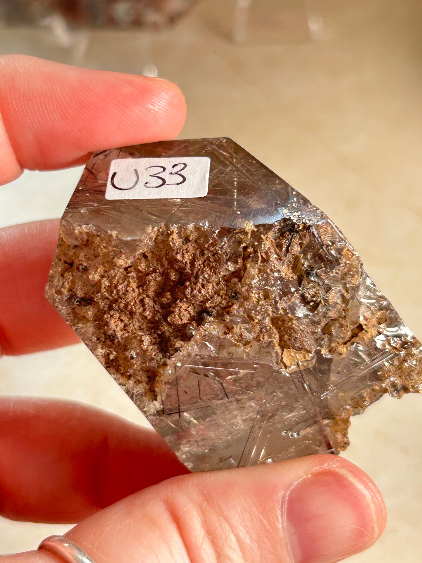 Rutilated Quartz Tower – Angel Hair Rutile - Thick Silver Threads - Semi Polished