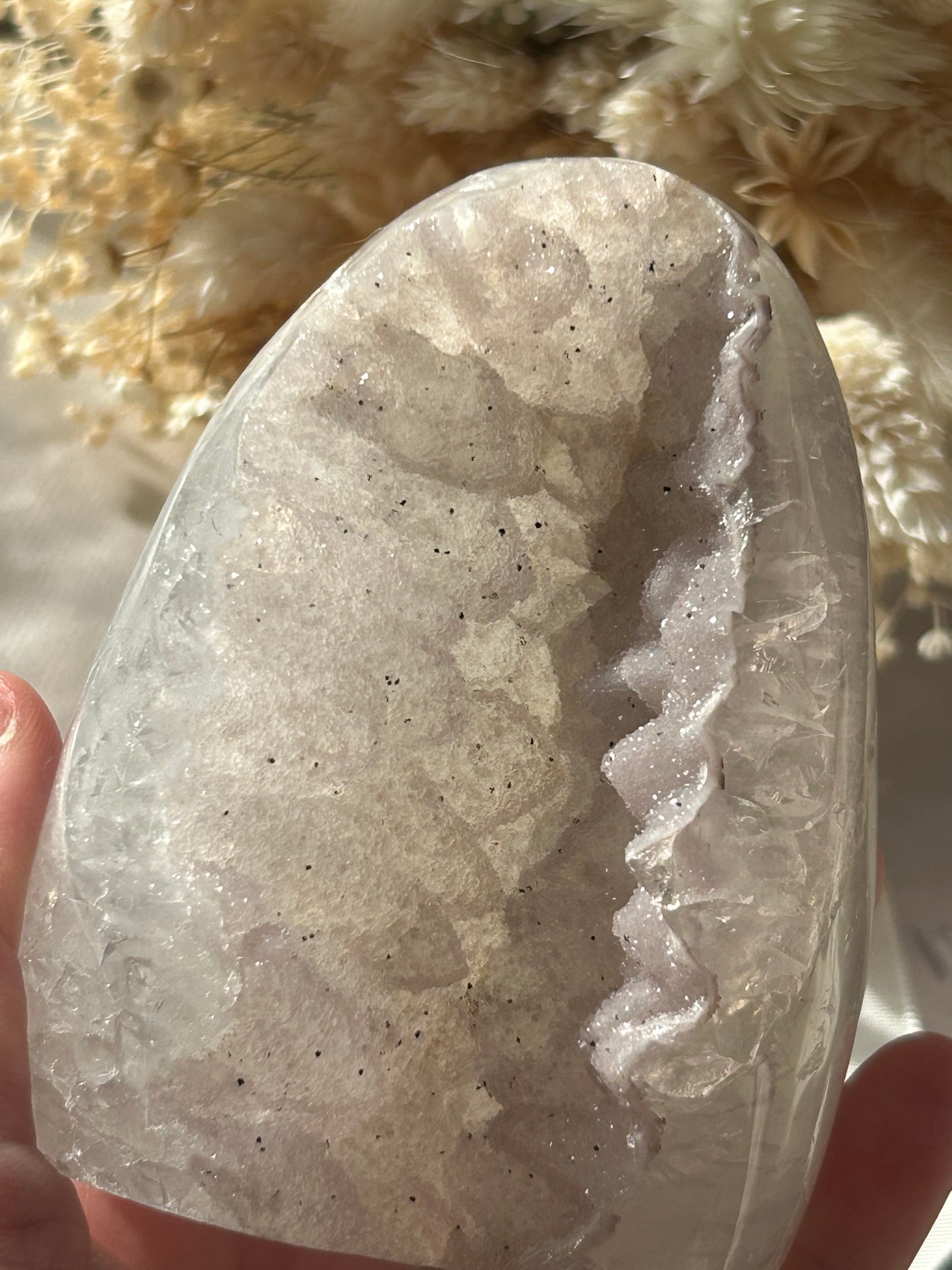 White Sugar Amethyst Geode – Polished Druzy Display from Uruguay