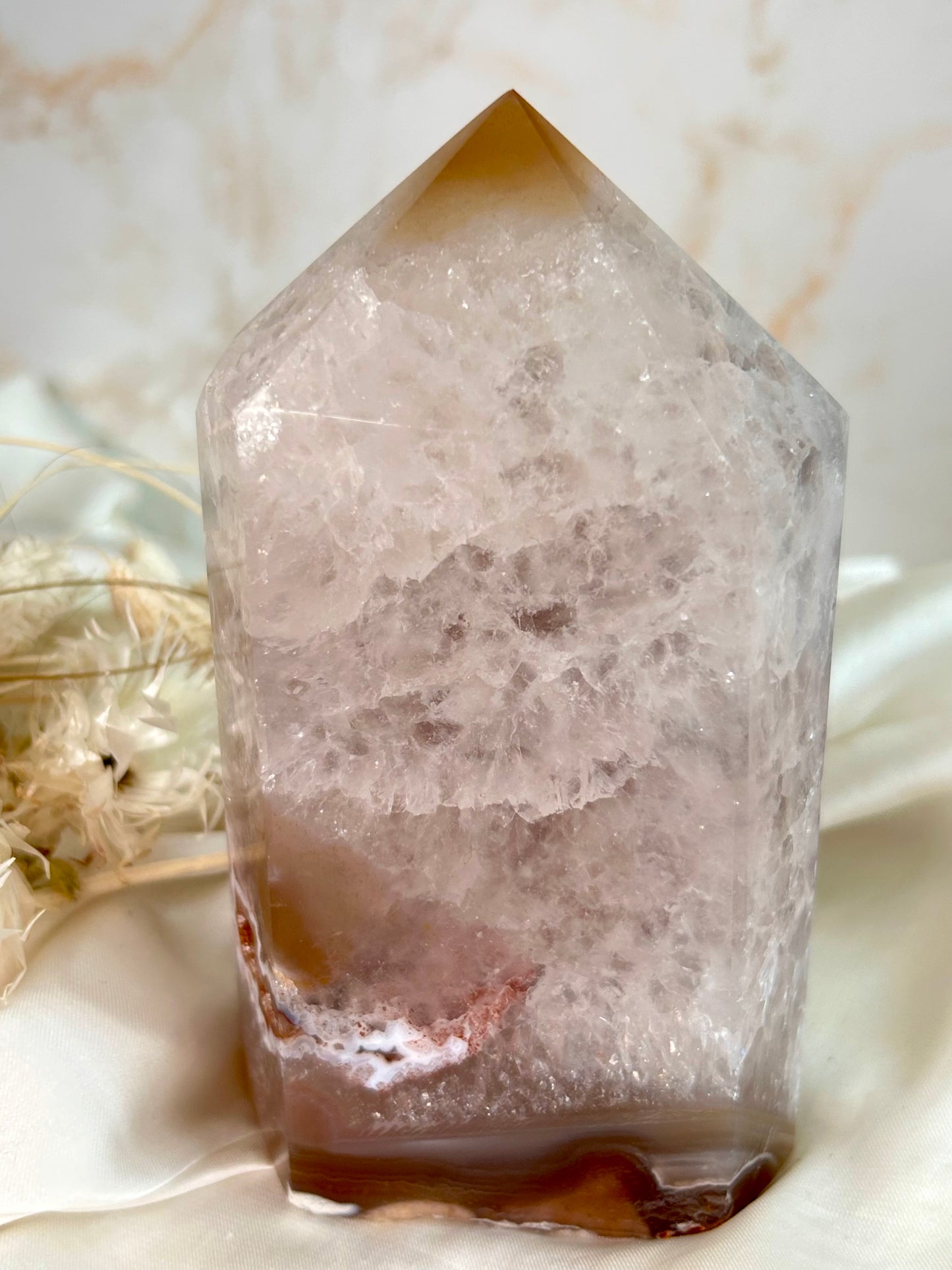 Druzy Agate Tower – Autumnal Orange Druzy - Calcite Inclusions