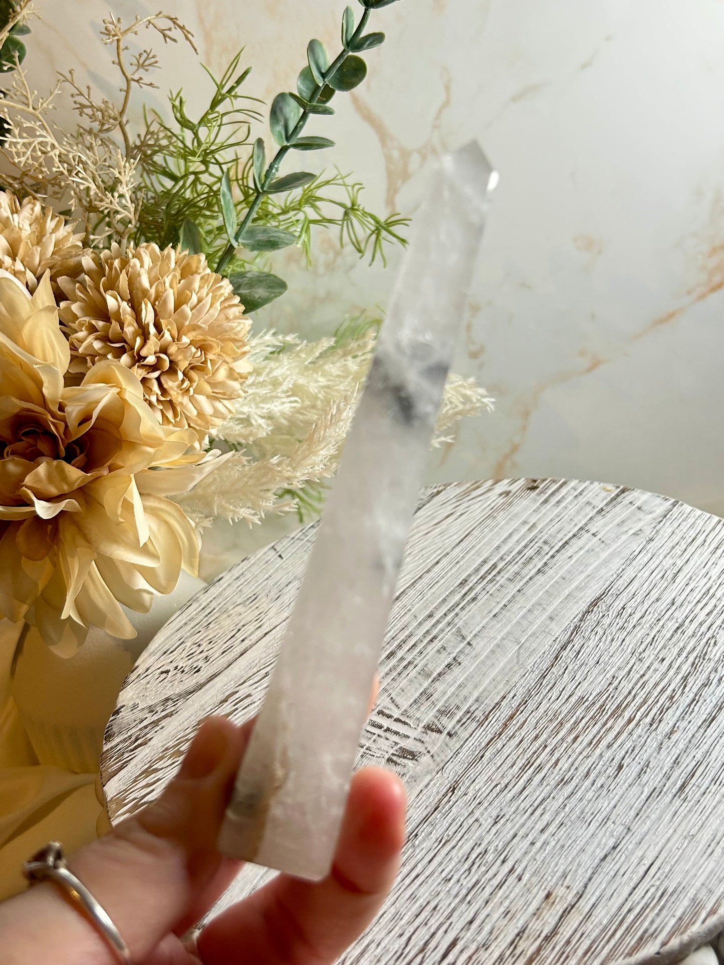 Tourmalinated Quartz Tower | Black Tourmaline in Quartz | Protection & Balance