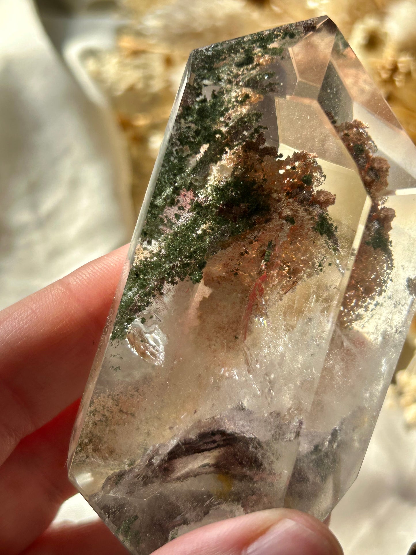 Large Lodolite on gold display stand