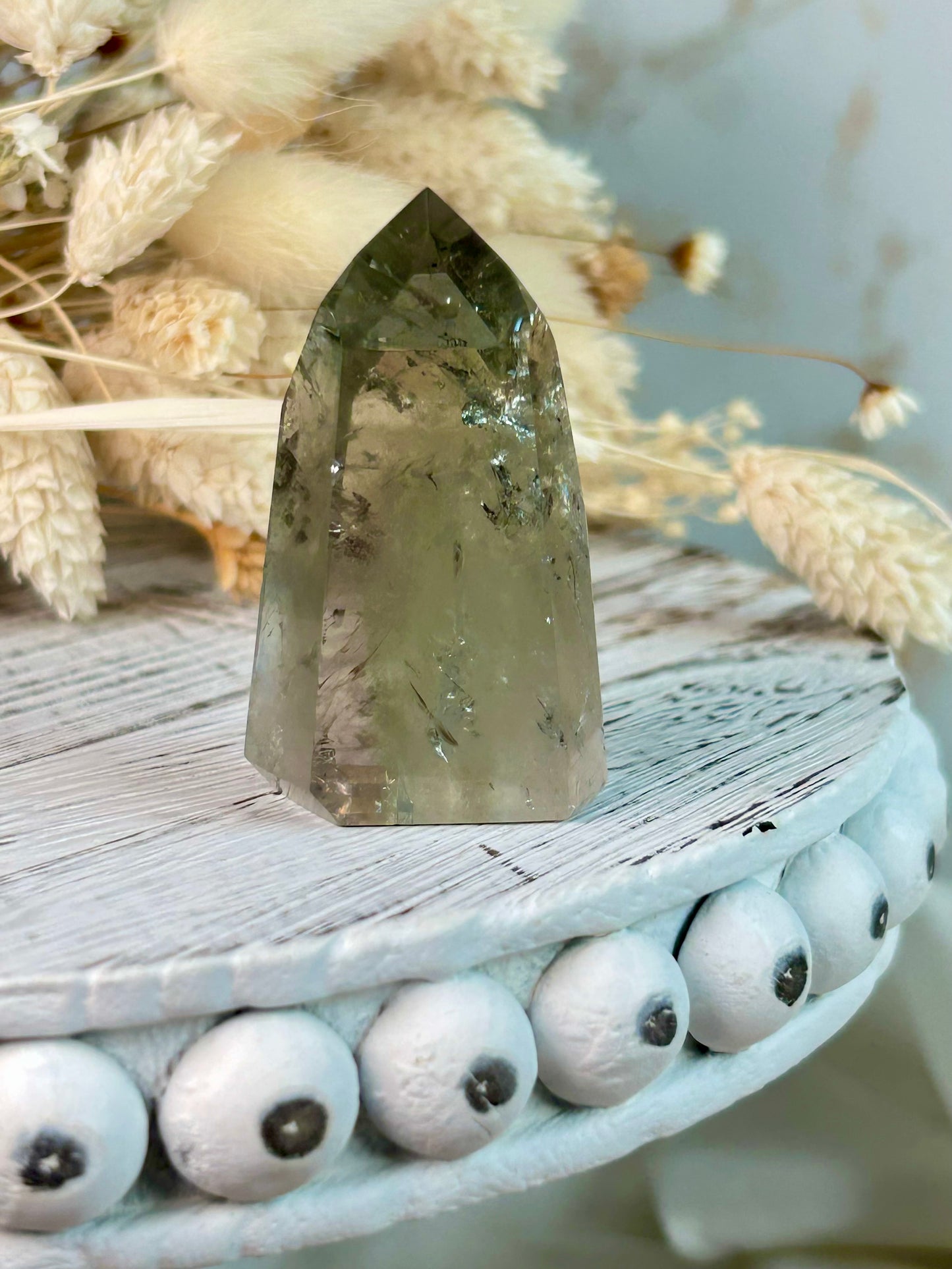 Unique Prasiolite crystal from Brazil, metaphysical healing stone
