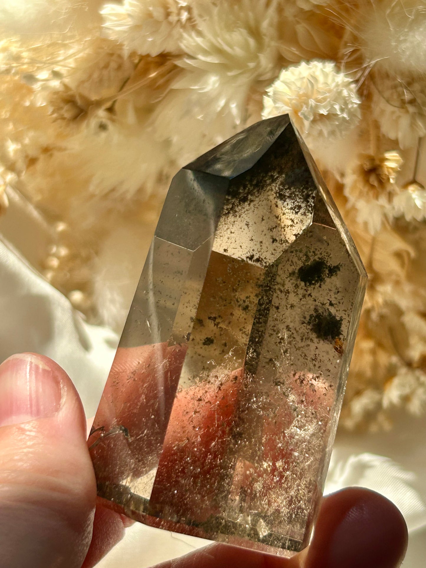 Smokey Quartz Tower with Chlorite Inclusions | Grounding + Cleansing Crystal