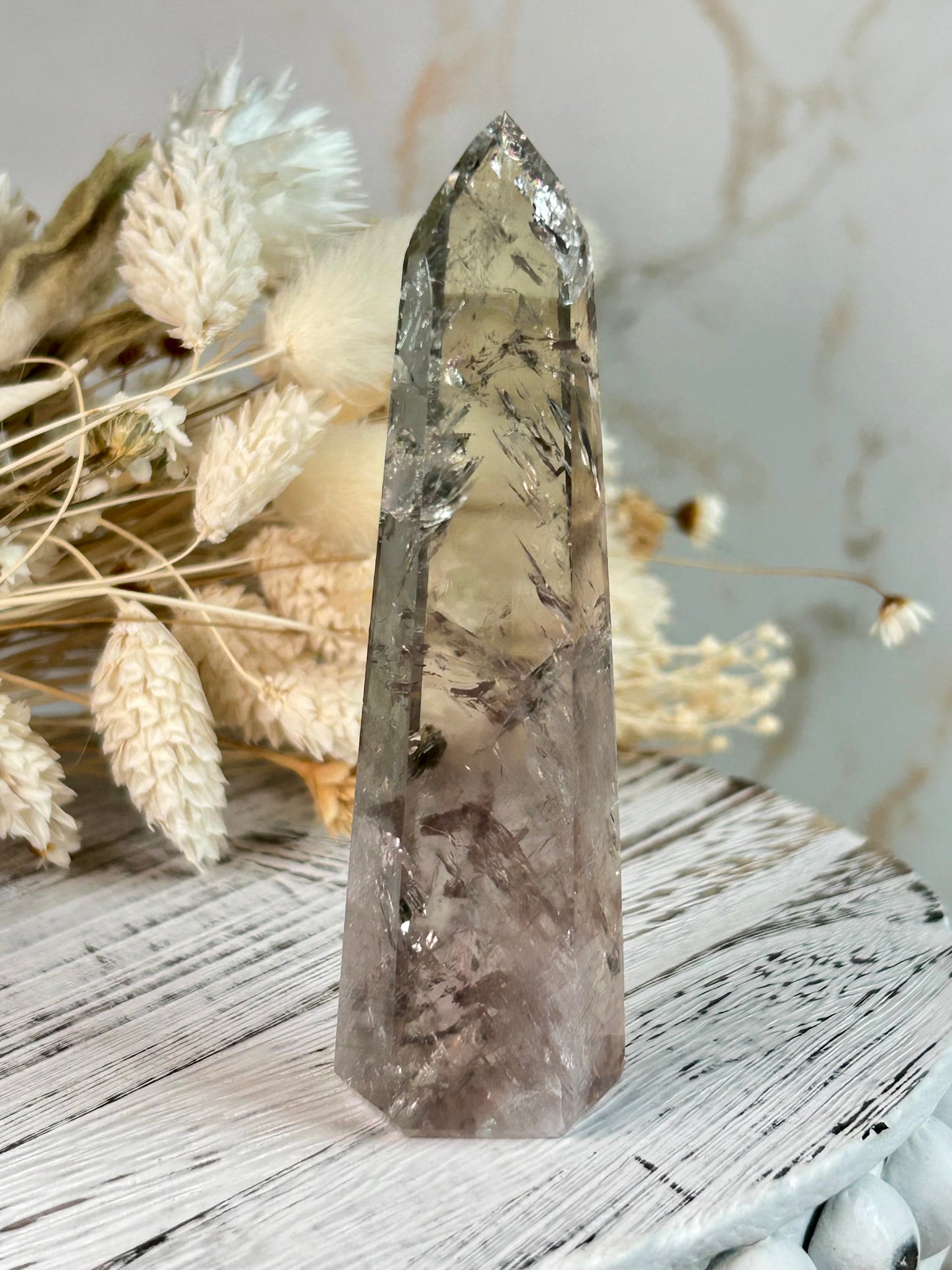 Unique Prasiolite crystal from Brazil, metaphysical healing stone