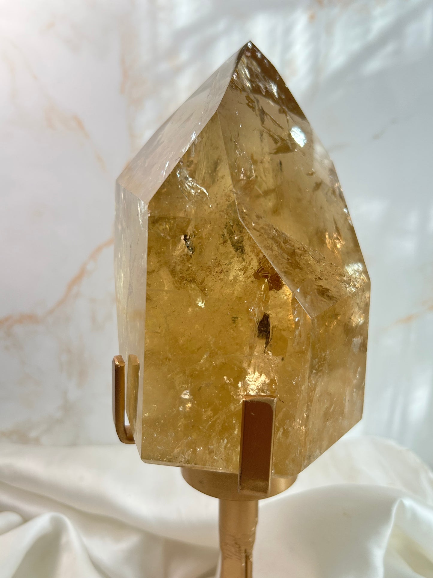 Citrine Tower – Premium Statement Crystal from Brazil | Abundance, Confidence & Solar Energy | Custom Spinning Base