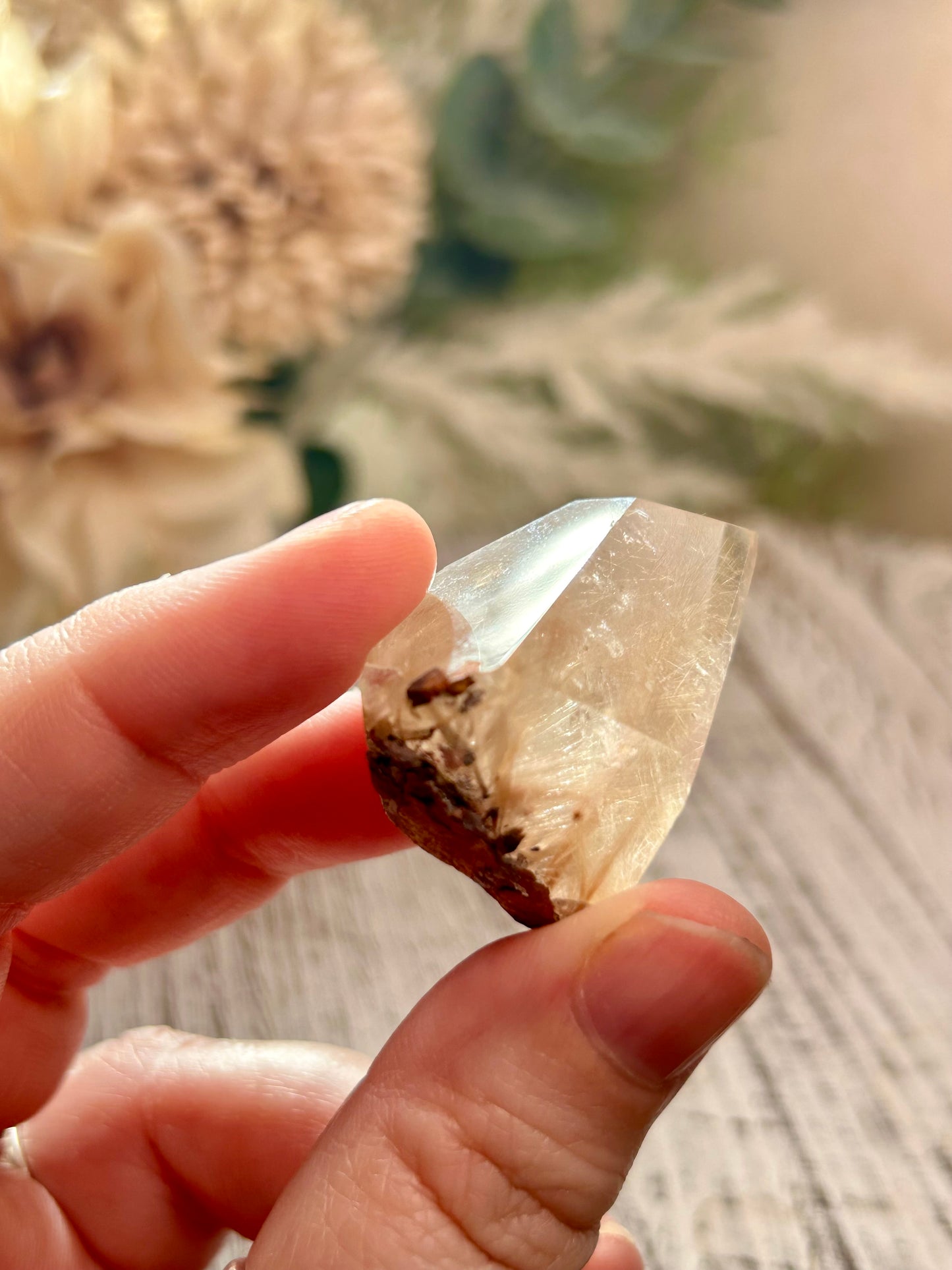 Rutilated Quartz Freeform – Dense Angel Hair Rutile - Peach Threads - Semi Polished