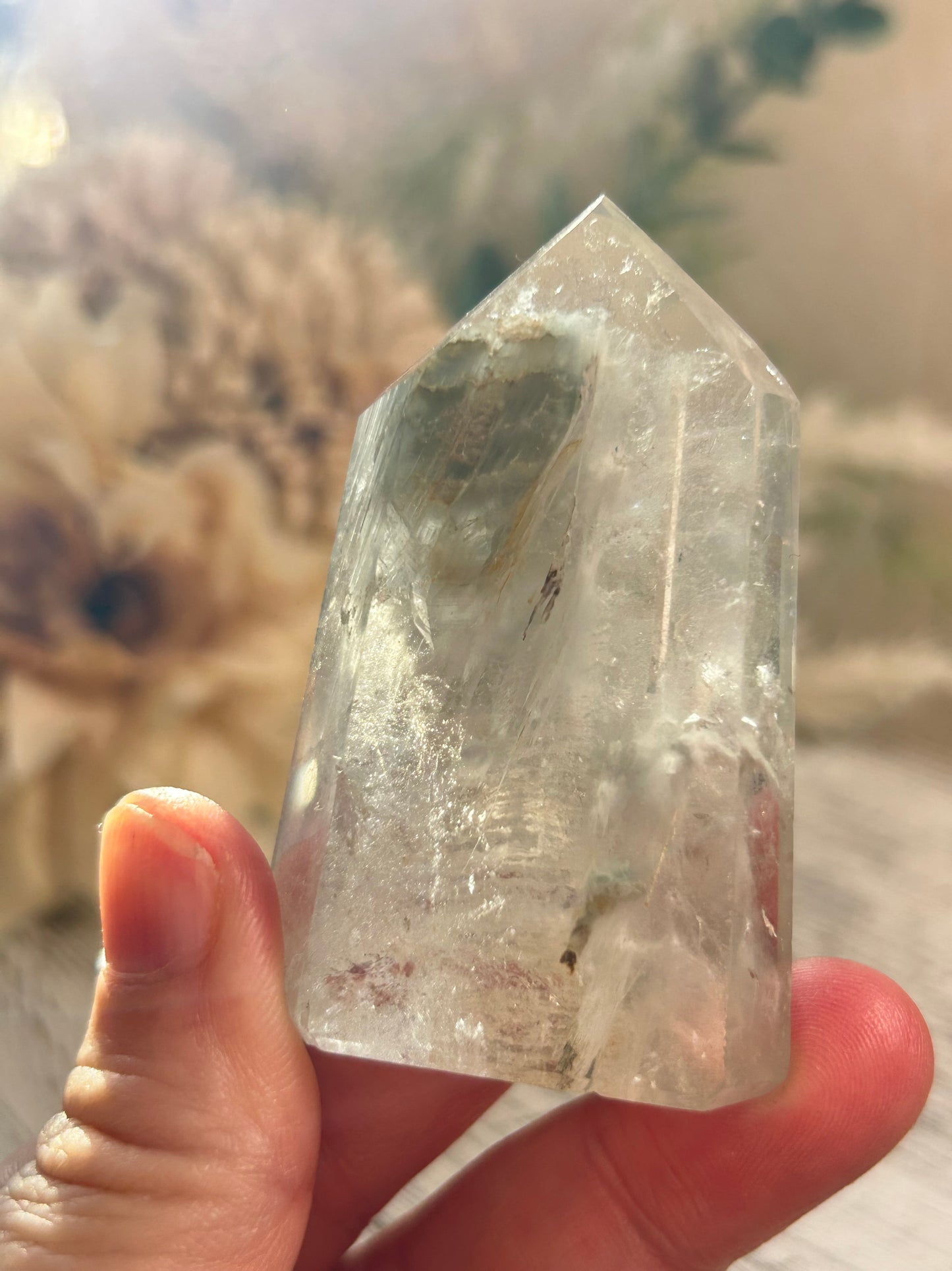Lodolite, Amphibole and Rutile Quartz Tower – Natural Garden Quartz with Scenic Inclusions