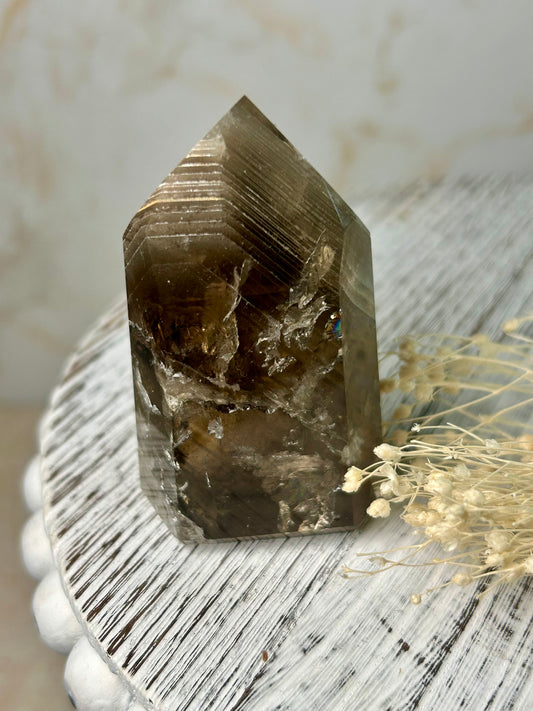 Phantom Garden Quartz stone, high-quality polished point