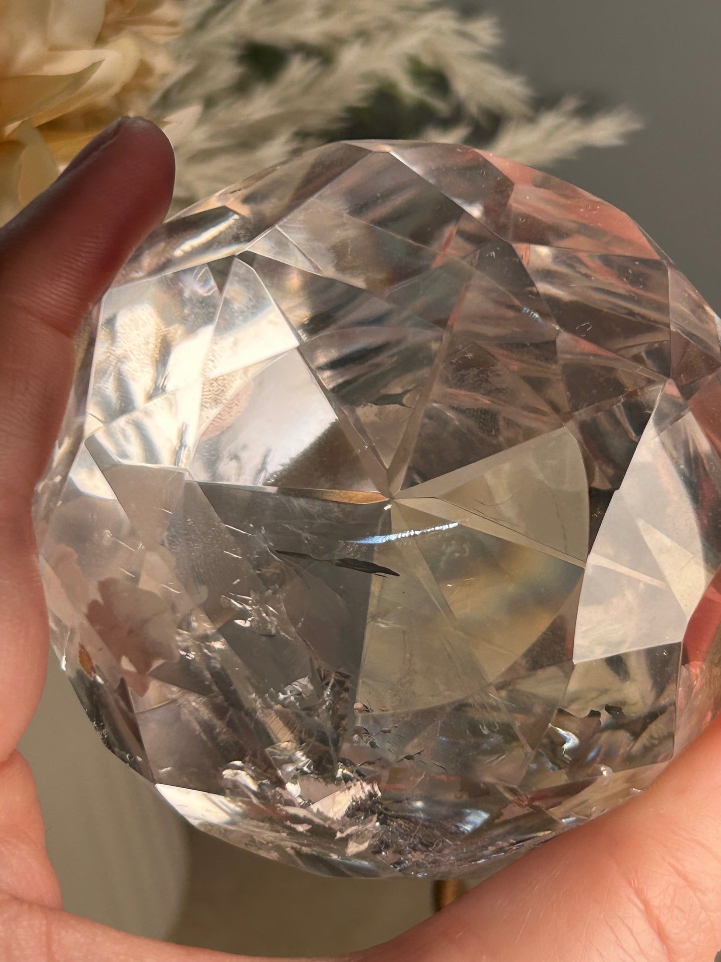 Faceted Clear Quartz Display Crystal on Custom Spinning Stand – Natural Quartz Piece