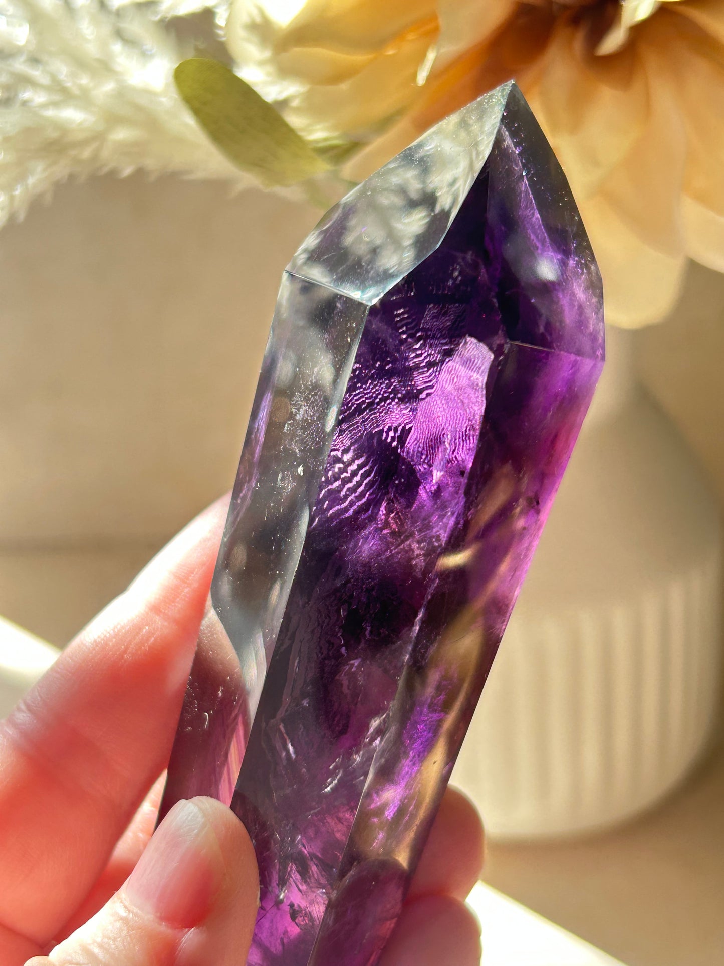 High-Grade Amethyst Point on Display Stand – Deep Violet Piece