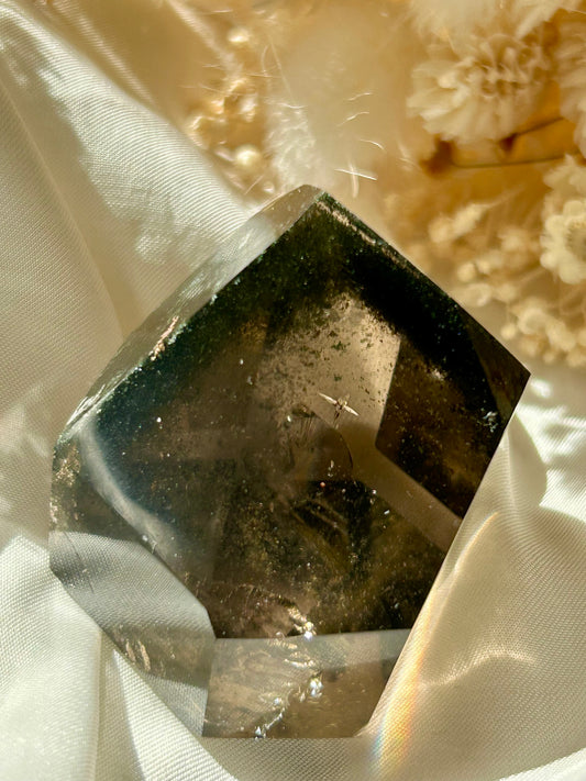 Smokey Quartz Tower with Chlorite Inclusions | Grounding + Cleansing Crystal