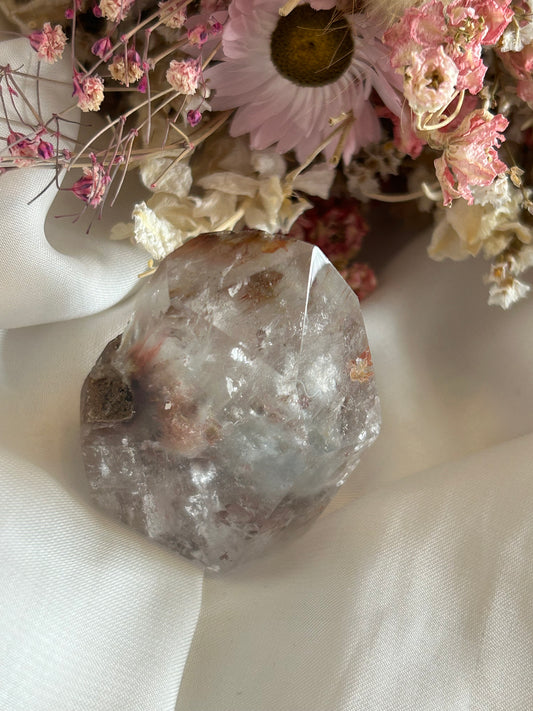 Blue Tara with red Amphibole and Lodolite
