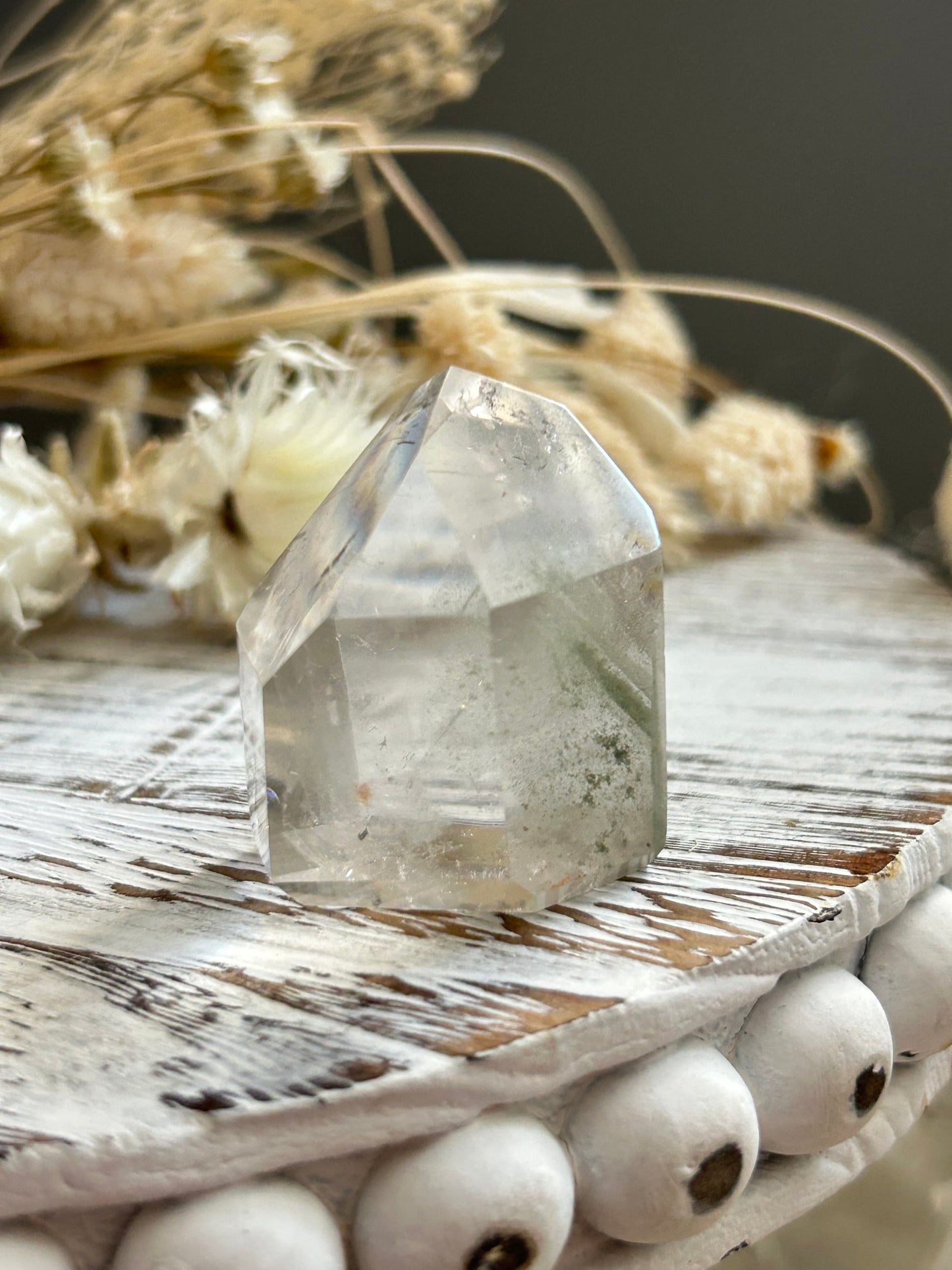 Chlorite Phantom Quartz Point – Natural Phantom Quartz with Chlorite Inclusions