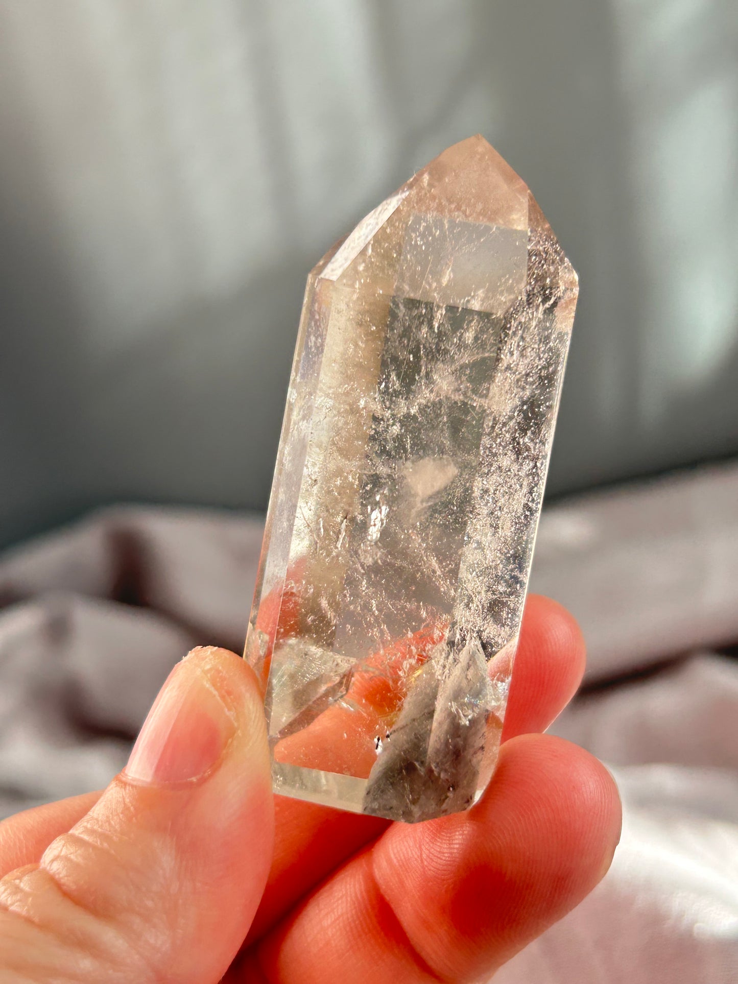 Grey Phantom Quartz Tower – Brazilian Phantom Crystal for Grounding, Renewal & Reflection | With Penetrator