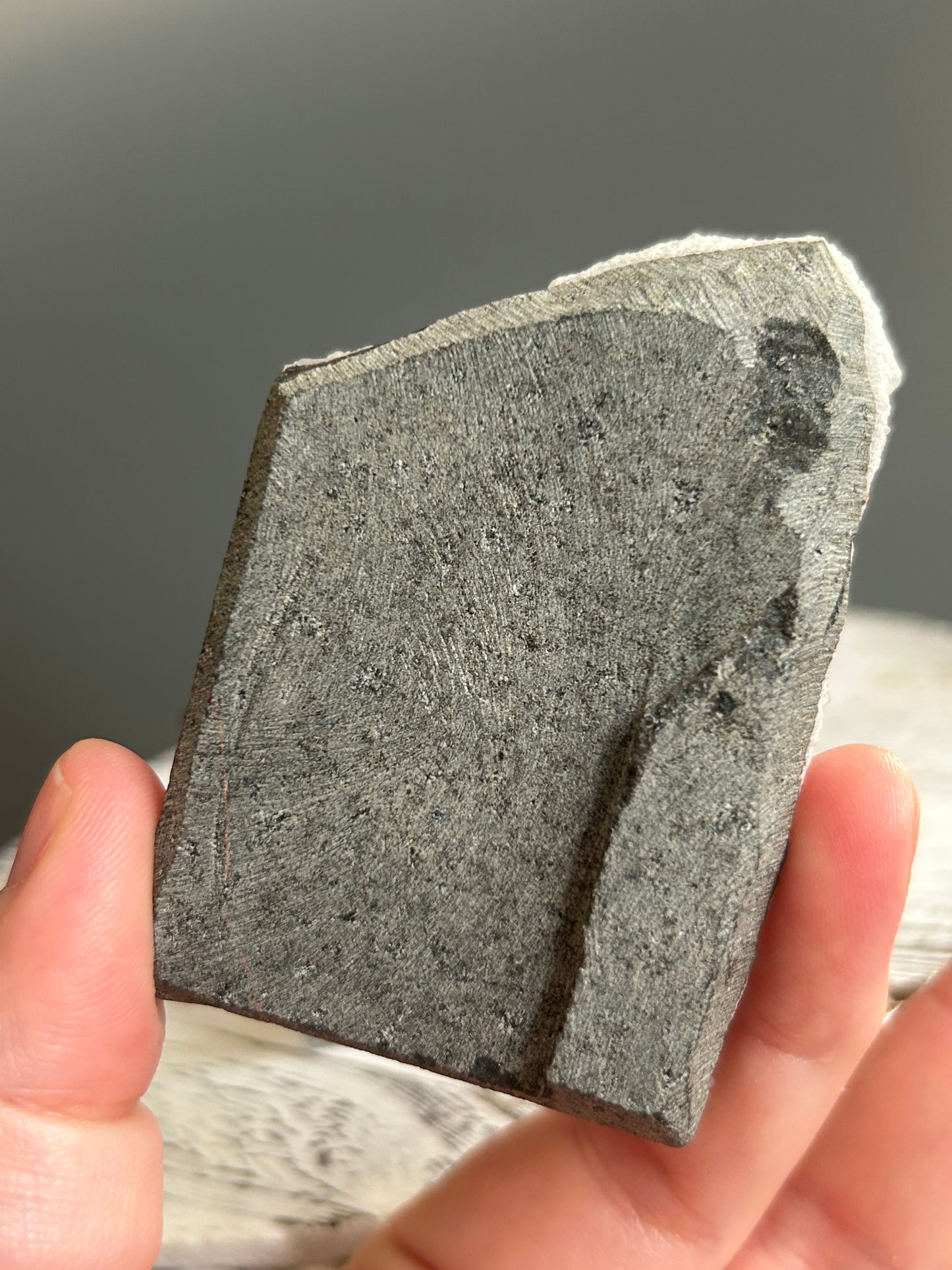 Grey Chalcedony Formation – Pune District (Pink/Purple Undertones) - Calcite Inclusion