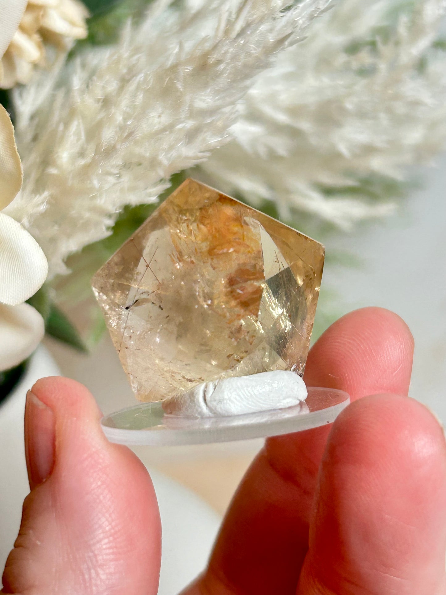 57 Carat Faceted Citrine cab – Golden Clarity With Natural Rutile Inclusions