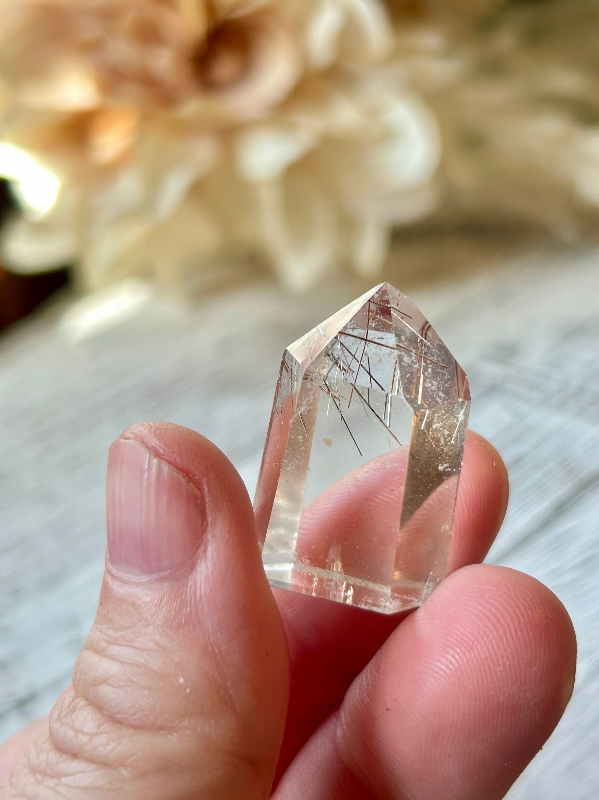 High grade Mini Rutilated Quartz with clear natural Quartz and fine Rutile needle inclusions.