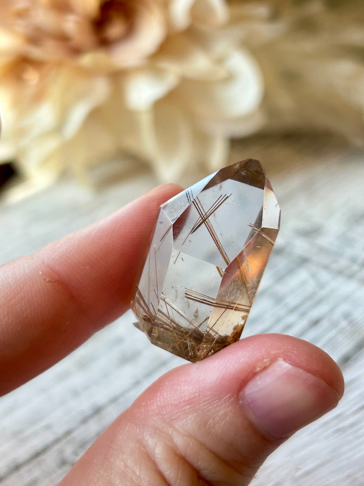 High grade Mini Rutilated Quartz with clear natural Quartz and fine Rutile needle inclusions.