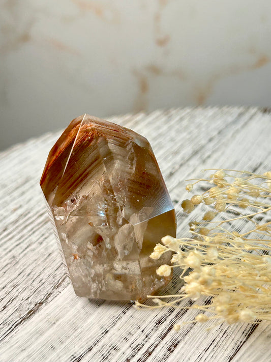 Phantom Garden Quartz stone, high-quality polished point
