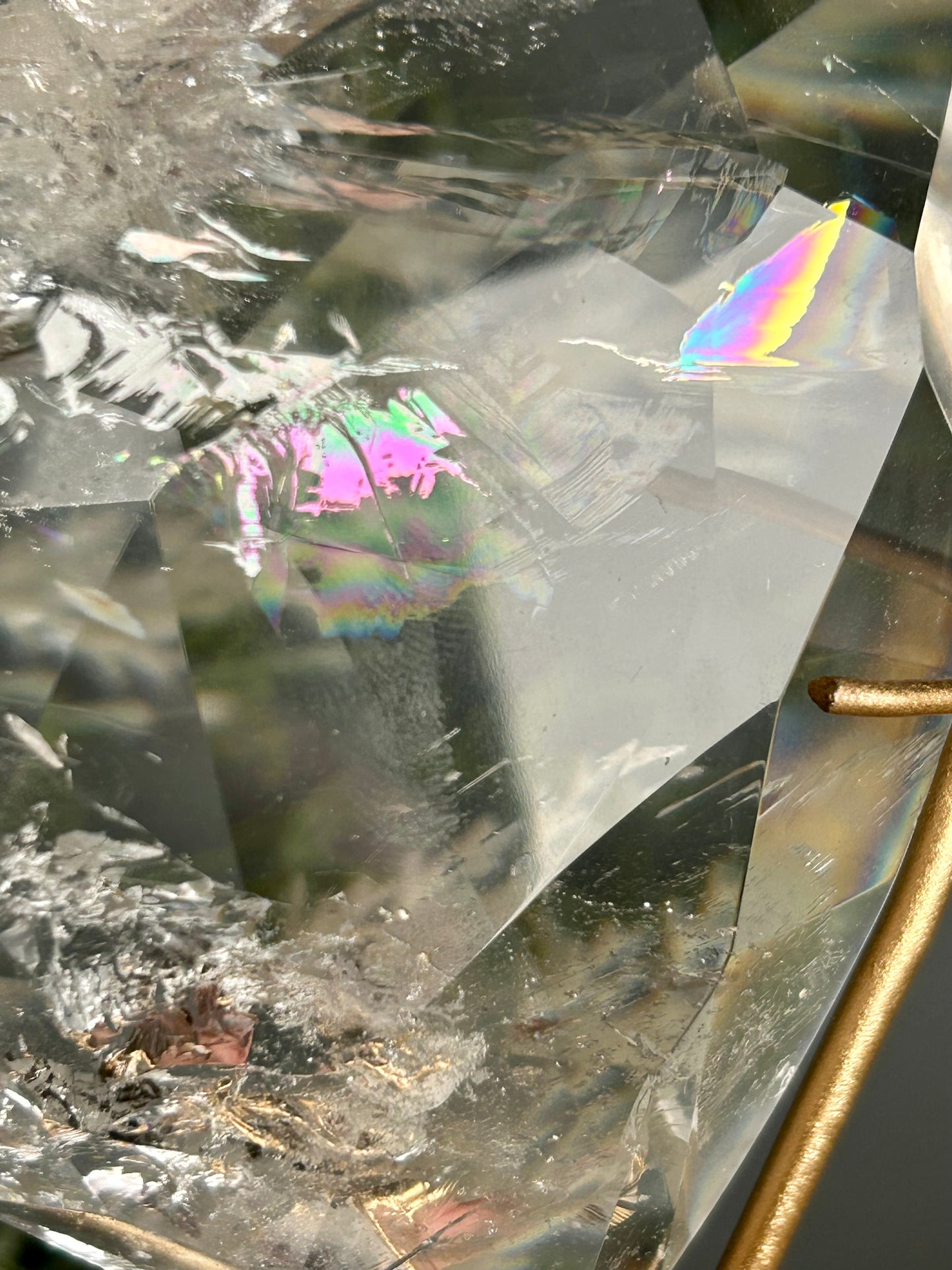 Faceted Clear Quartz Display Crystal on  Spinning Stand – Natural Quartz Statement Piece