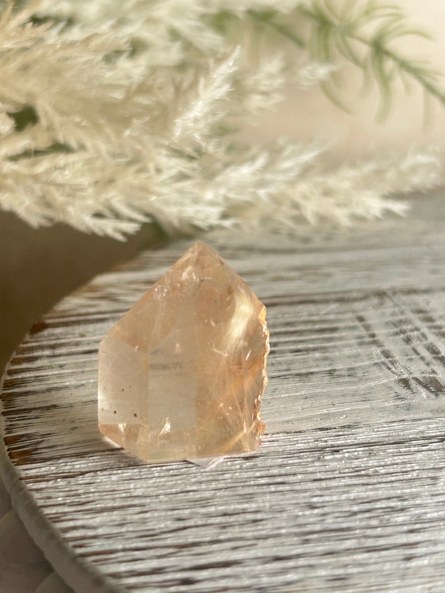 Rutilated Quartz Tower – Angel Hair Rutile - Pink & Gold Threads - Semi Polished