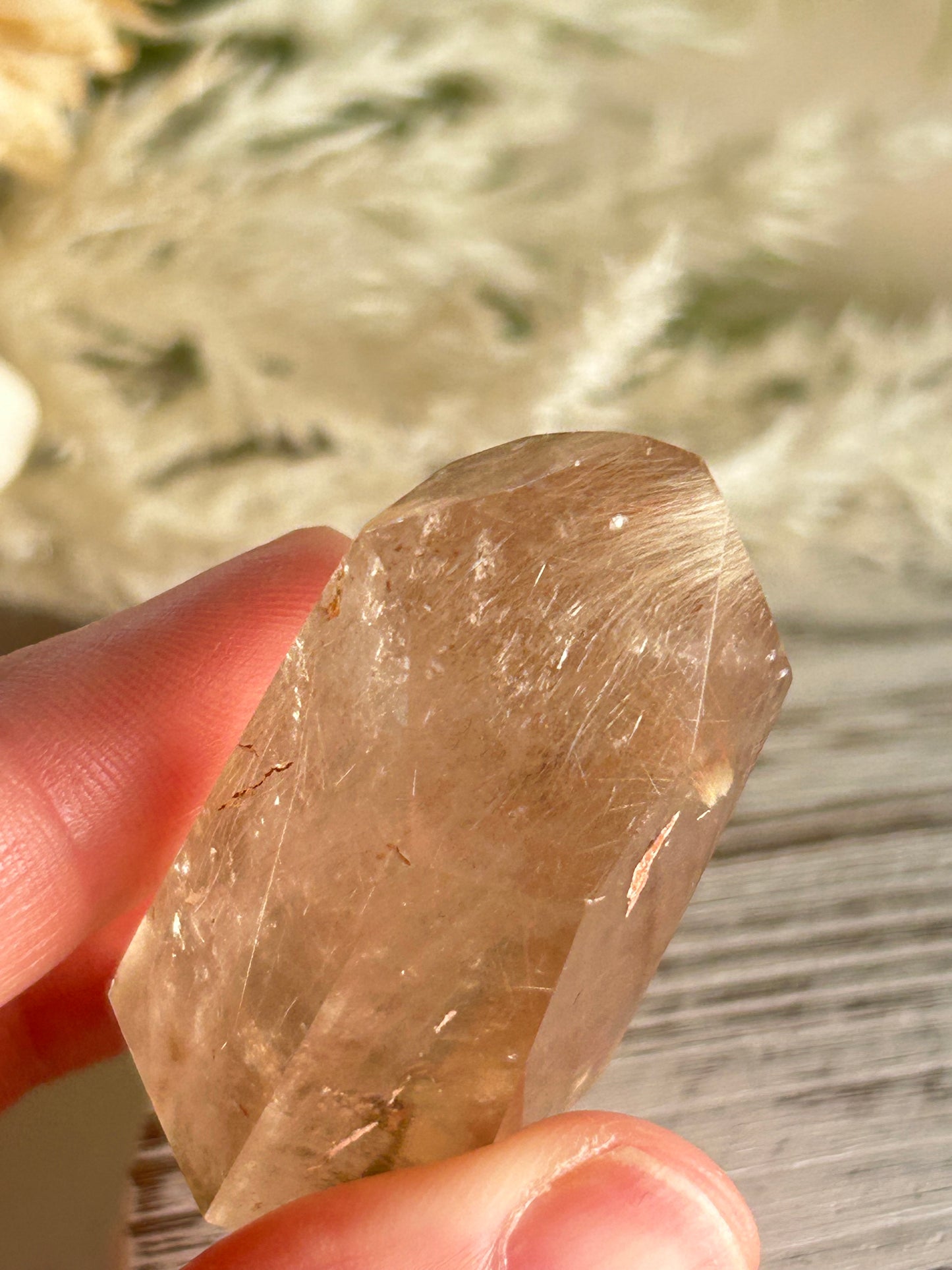 Rutilated Quartz Tower – Angel Hair Rutile - Rose Gold Threads - Semi Polished
