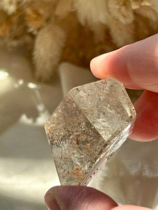 Semi polished silver Rutile freeform