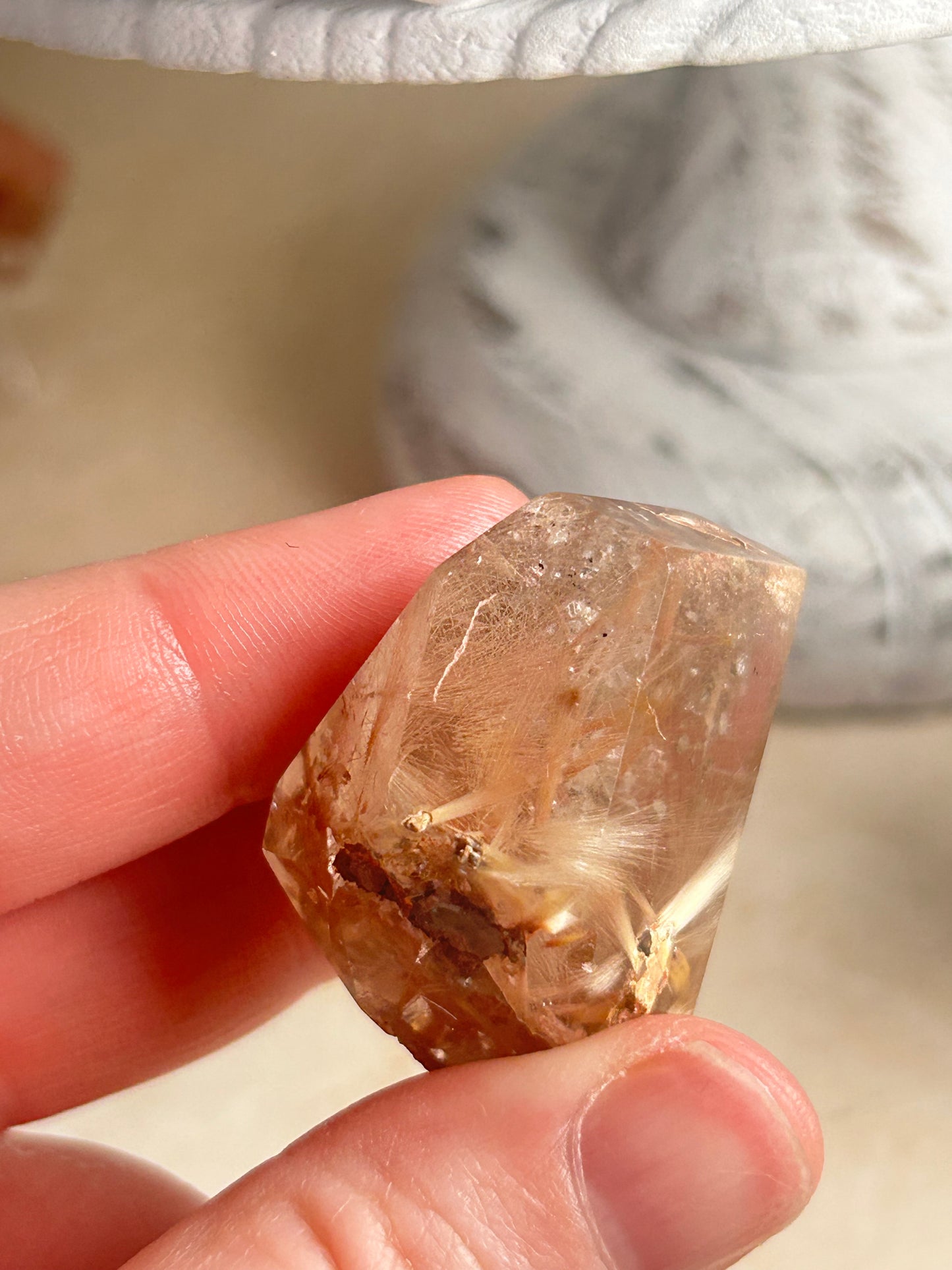 Rutilated Quartz Tower – Angel Hair Rutile - Rose Gold Threads - Semi Polished